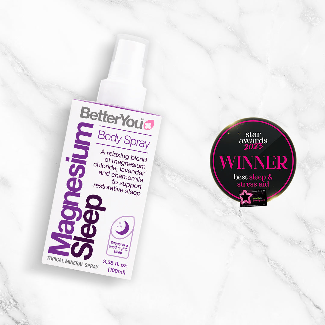 BetterYou Magnesium Sleep Body Spray 100ml - Natural Sleep Aid & Muscle Relaxant Spray for Adults - Promotes Relaxation & Better Sleep - Use Before Bedtime or After Workout