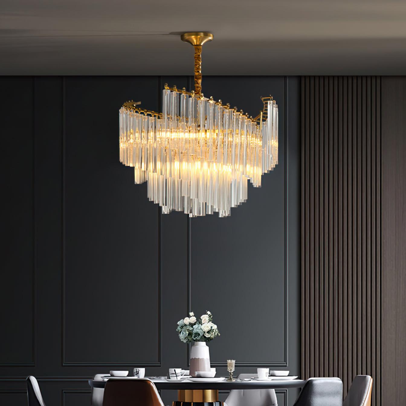 Brinicle Crystal Chandelier - Elegant Modern Ceiling Light Fixture for Dining Room, Living Room & Bedroom Decor