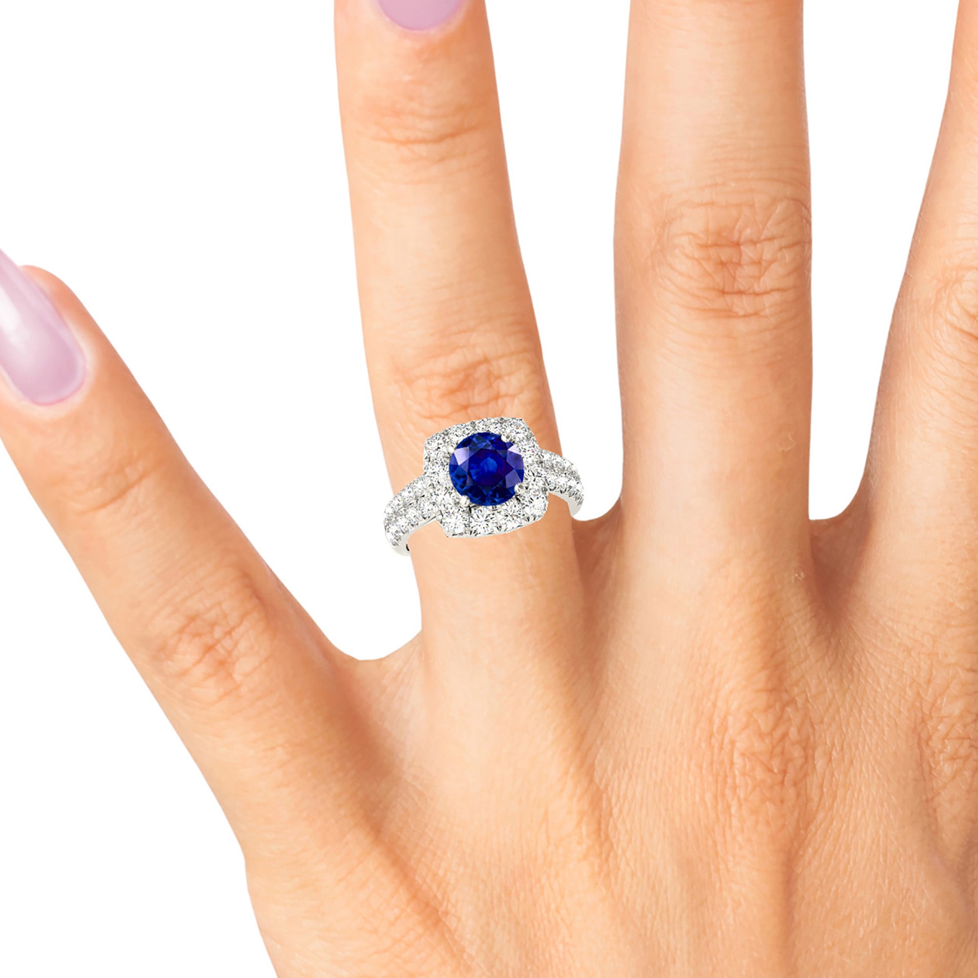 2.40 Carat Genuine Blue Sapphire Halo Engagement Ring in 14K Gold - Perfect for Proposals, Anniversaries & Special Occasions