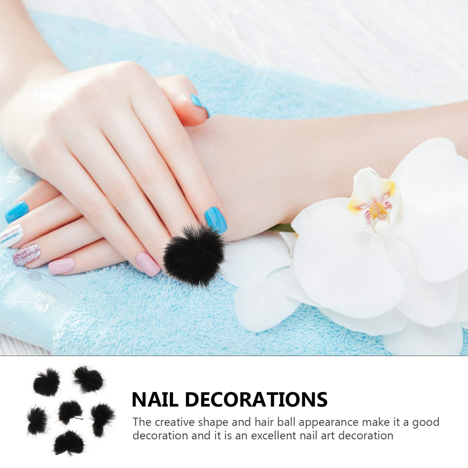 6PCS DIY Fluffy Nail Pom Poms - 3D Winter Nail Art Decorations for Manicure, Hats & Crafts | Uonlytech Nail Accessories for Party, Wedding & Holiday Nail Designs