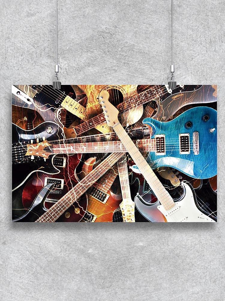 **Electric Guitar Wall Art Set - Rock & Roll Music Decor for Bedroom, Living Room, Studio (3-Piece Canvas Prints)**    *Use Cases: Perfect for music lovers, guitar enthusiasts, home decor, recording studios, or as a gift for musicians.*