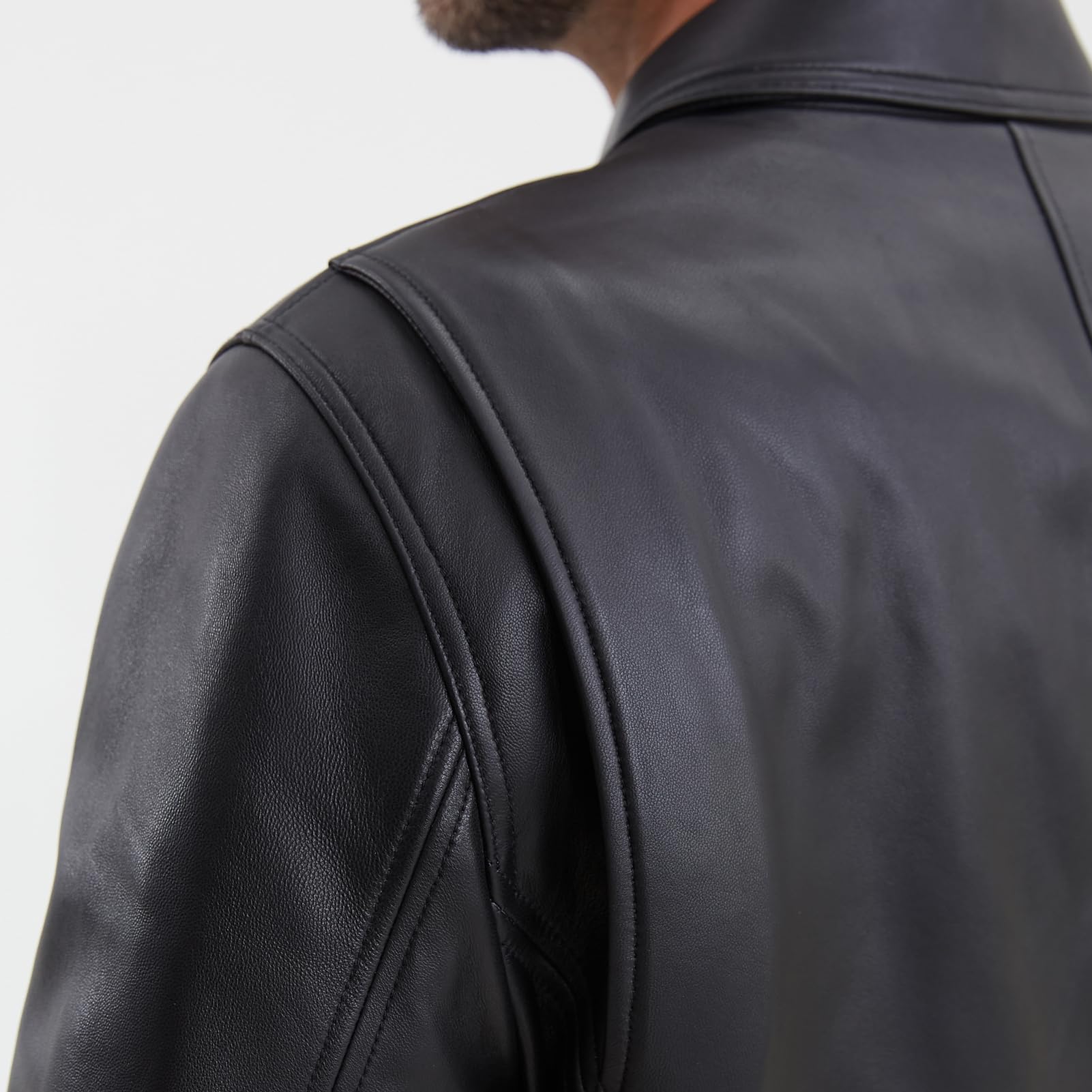 Premium Men's Lambskin Leather Jacket - Full Zip Front, Tailored Fit, Metal Snap Cuffs - Casual & Stylish Outerwear for Everyday Wear, Motorcycle Riding & Night Out
