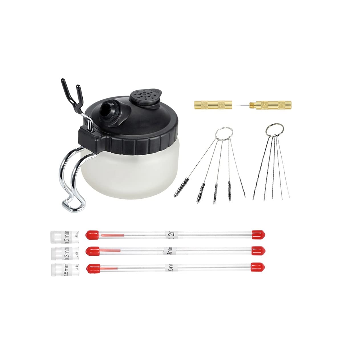 XuuSHA Professional Double Action Airbrush Spray Gun Kit - 0.2mm/0.3mm/0.5mm Nozzle with Paint Jar & Cleaning Tools - Perfect for Nail Art, Model Painting, Cake Decorating & DIY Crafts