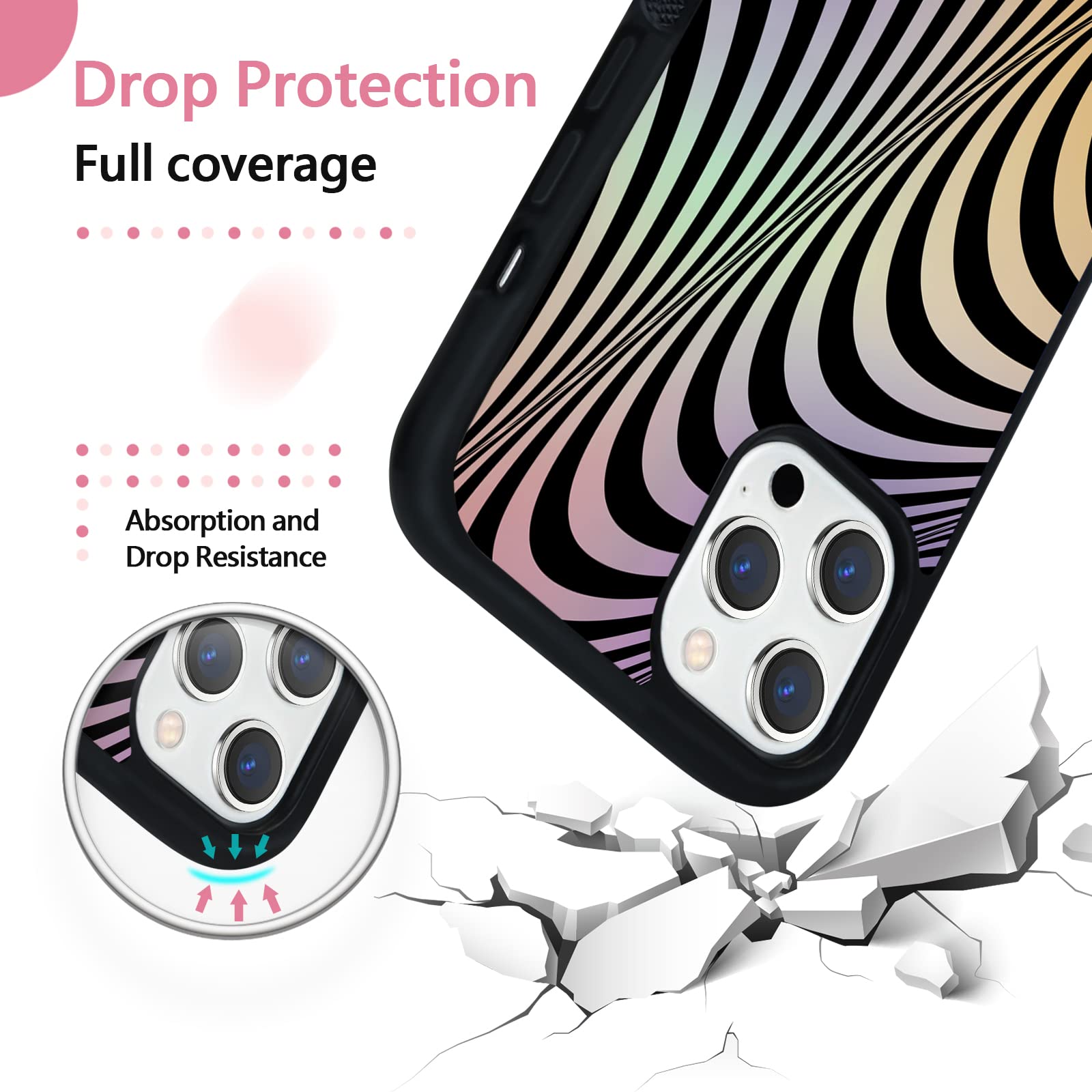 Shockproof Geometric Phone Case for iPhone 13 Pro Max 6.7 Inch - Durable TPU & Aluminum Protective Cover for Women & Men | Perfect for Everyday Use, Travel, and Outdoor Activities