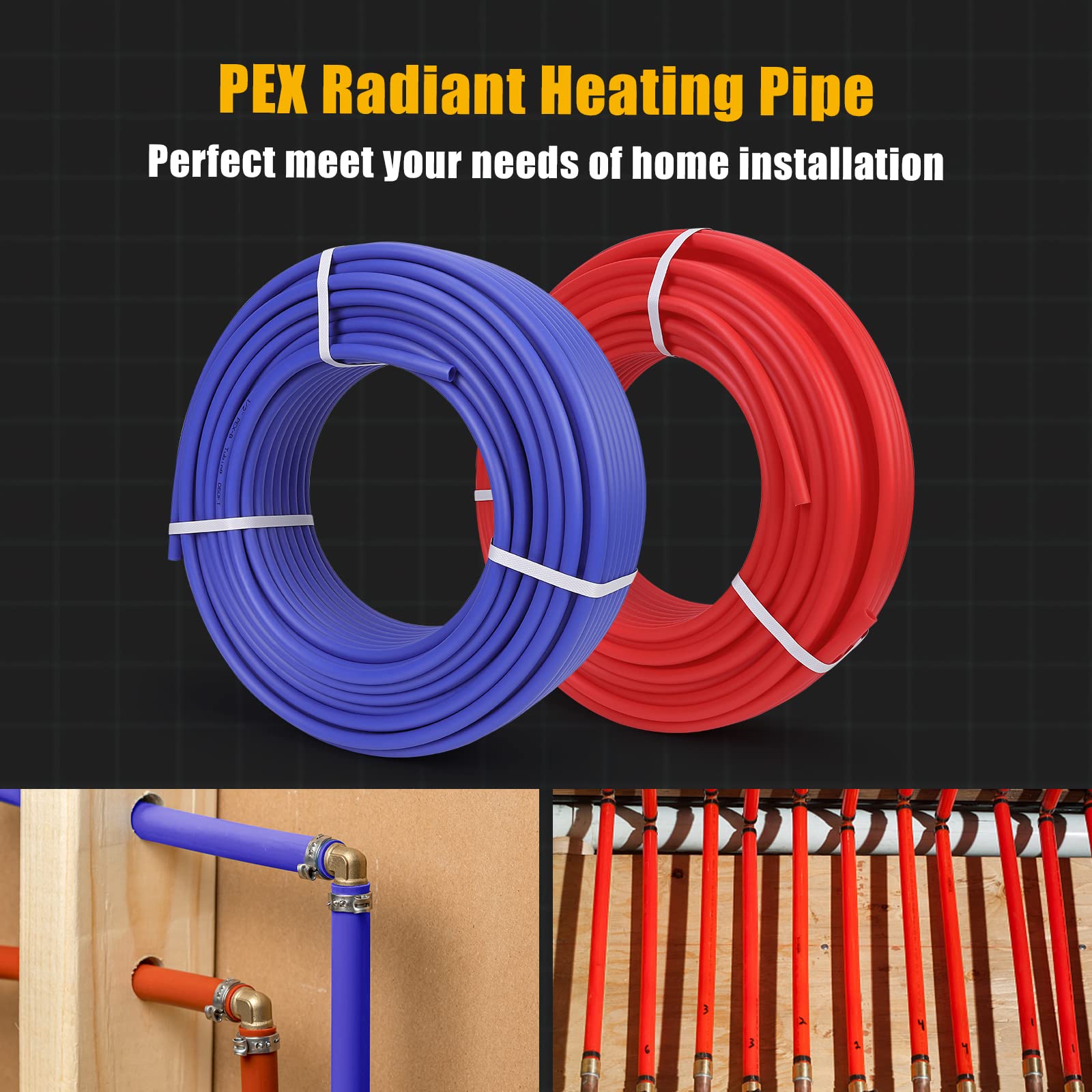 GARVEE 2x300FT PEX A Pipe 1/2 Inch PEX Tubing - Flexible Plumbing Supply for Residential Water Lines & Radiant Floor Heating Systems | Perfect for Home Renovation, DIY Plumbing Projects & Hydronic Heating Installations
