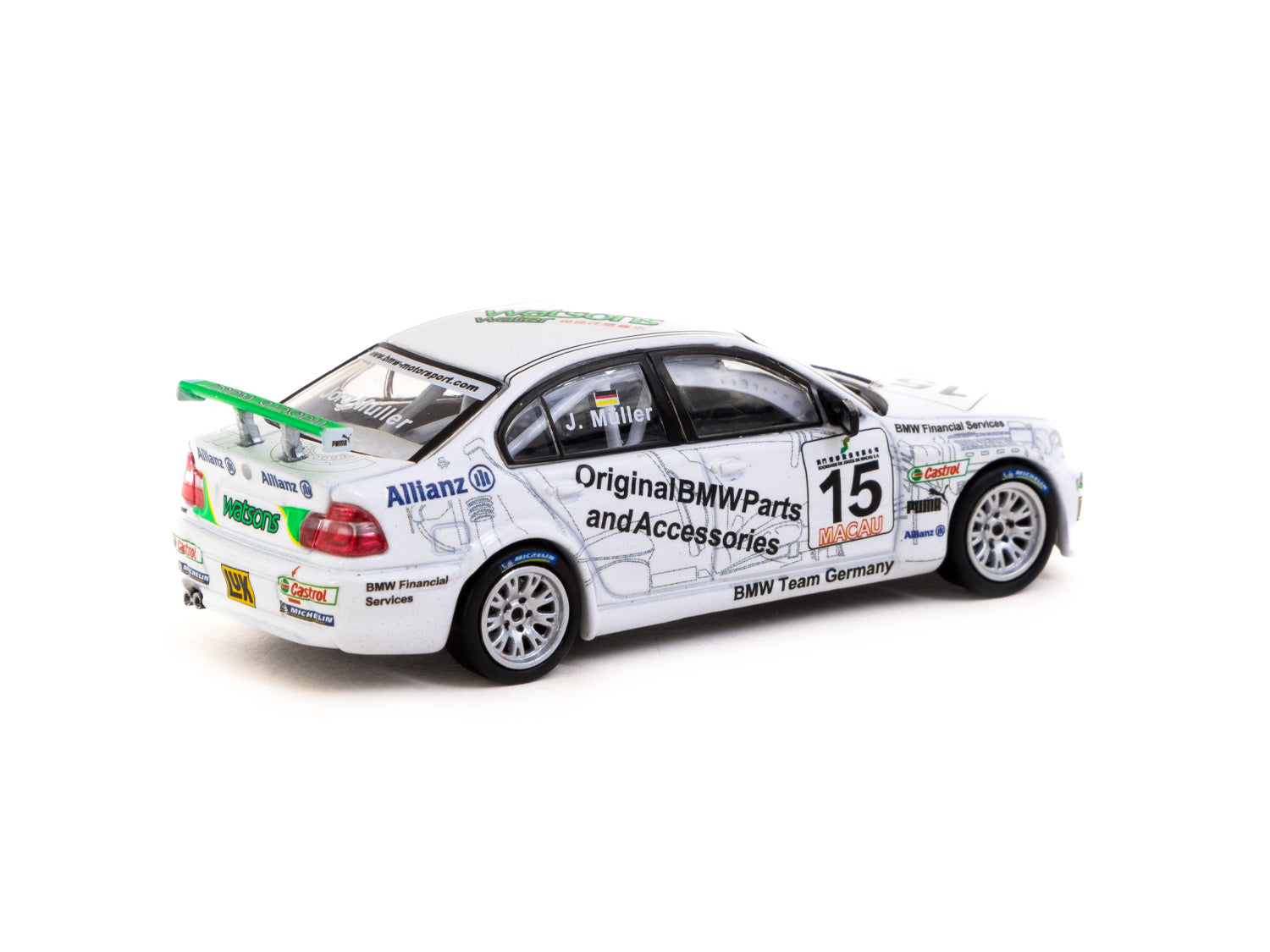 1/64 Scale BMW 320i Diecast Model Car - 2004 Macau Guia Race Winner #15 by Catch22 - Perfect for Collectors, Racing Enthusiasts, and Display Cases
