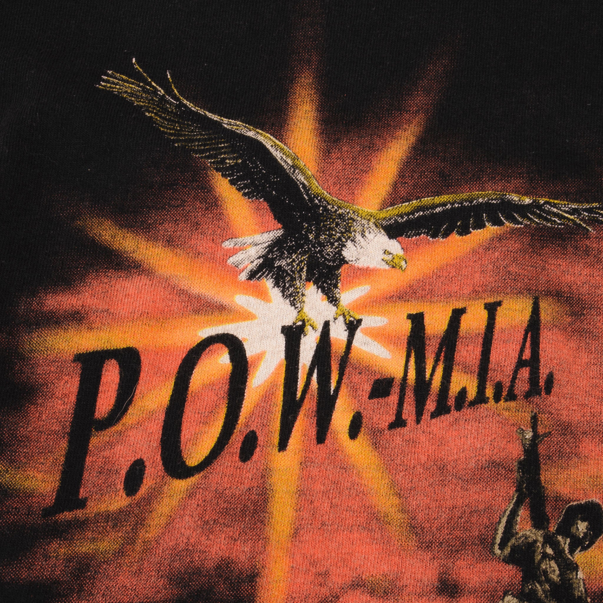 Vintage All Over Print POW MIA Rolling Thunder T-Shirt 2000 Large - Retro Military Tee for Men & Women, Casual Wear & Patriotic Events