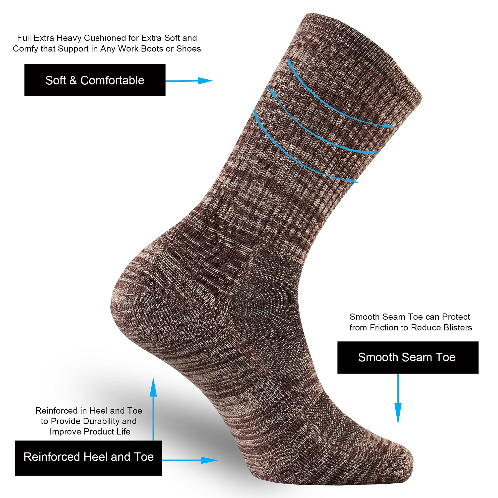 ONKE Merino Wool Cushion Crew Socks for Men - Moisture Wicking, Breathable & Comfortable Hiking Socks for Outdoor Activities, Walking & Daily Wear