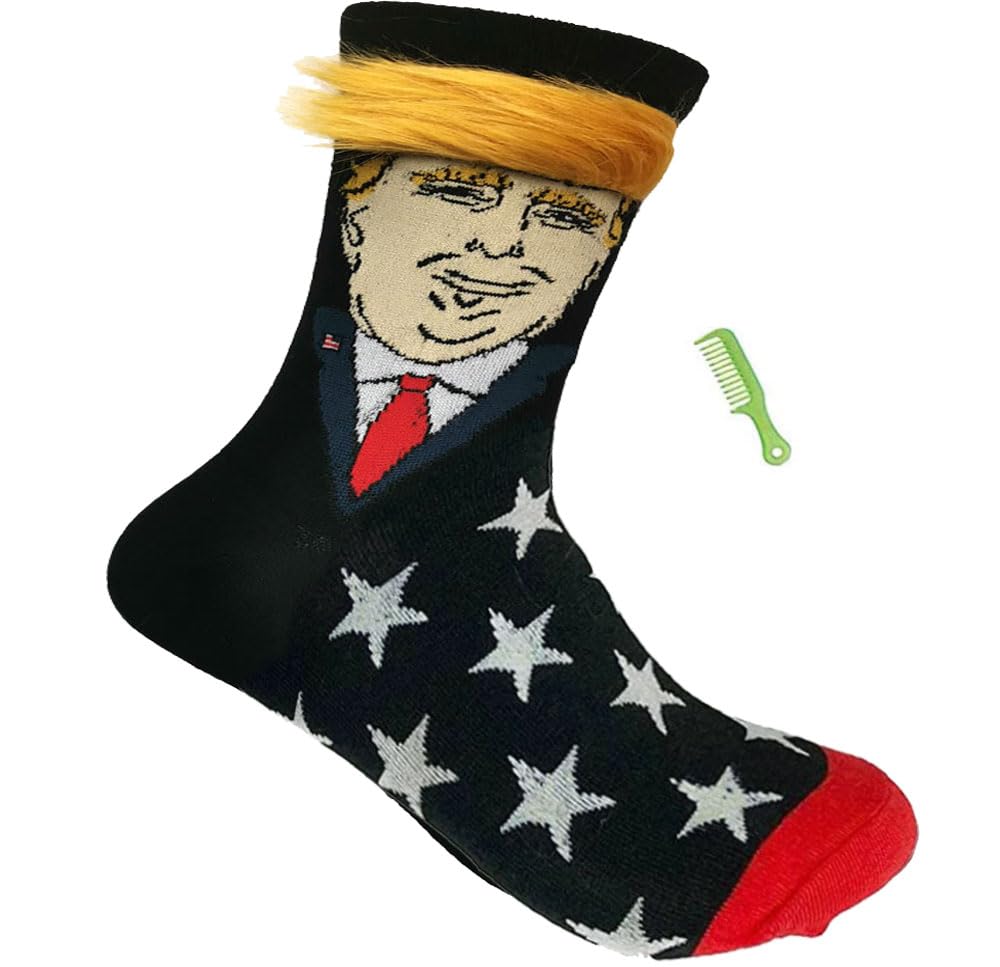 Funny Donald Trump Socks 2024 - Election Campaign Novelty Socks for Men & Women - 100% Cotton Comfort Socks - Perfect for Political Supporters, Gift Giving & Funny Costume Accessories