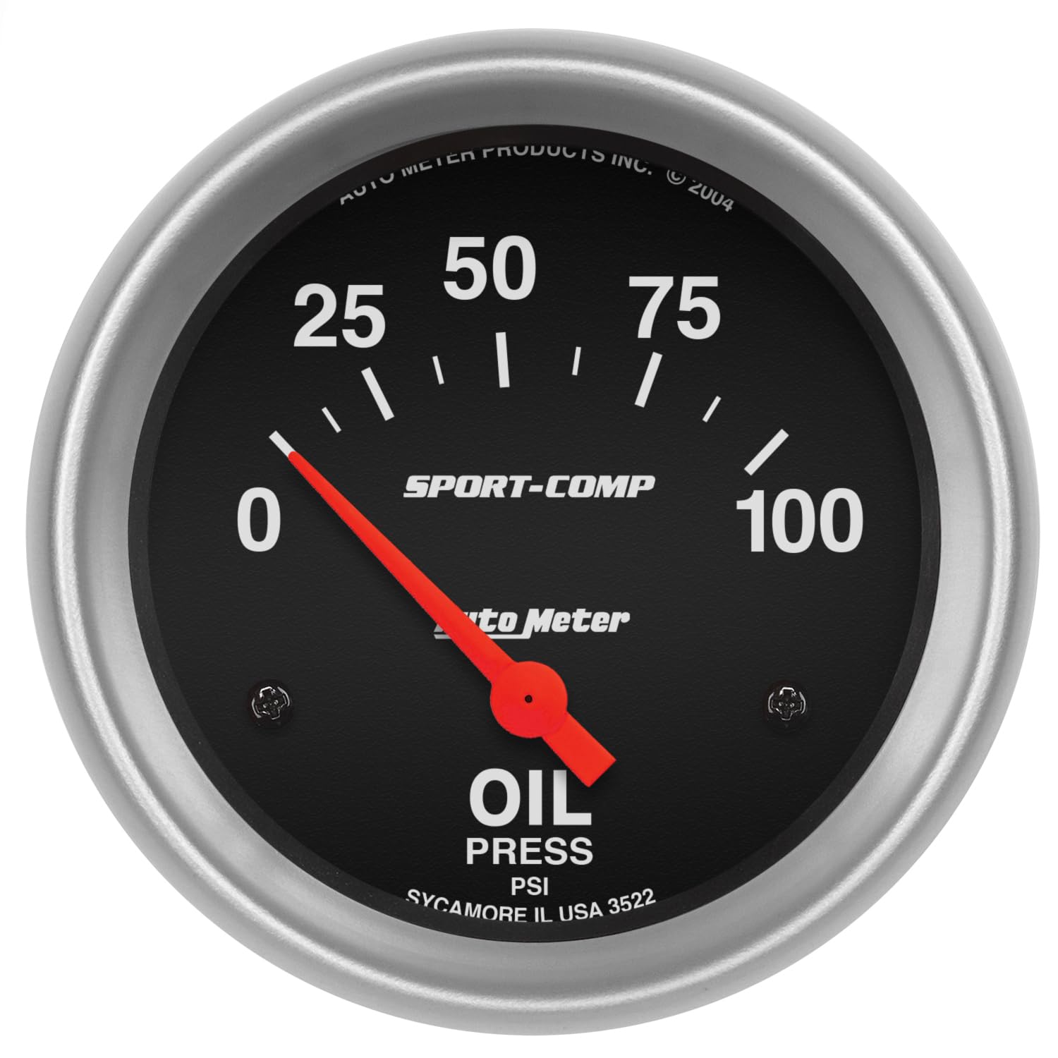 Auto Meter 3522 Sport-Comp Electric Oil Pressure Gauge - High Performance Engine Monitoring for Racing, Off-Road & Classic Cars