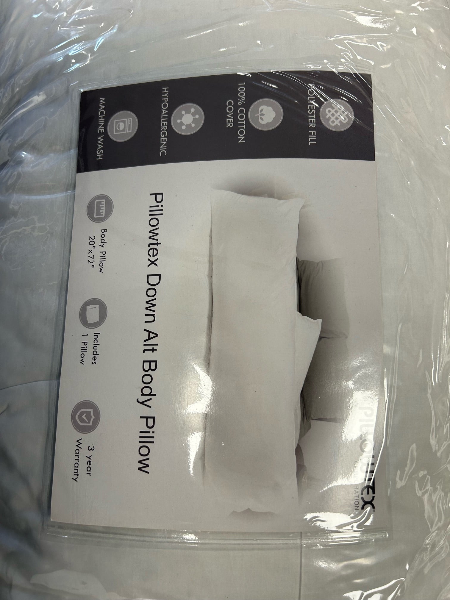 Pillowtex Hypoallergenic Down Alternative Body Pillow - Ultra Soft Support for Side Sleepers & Pregnancy Comfort - Perfect for Bed, Couch & Travel
