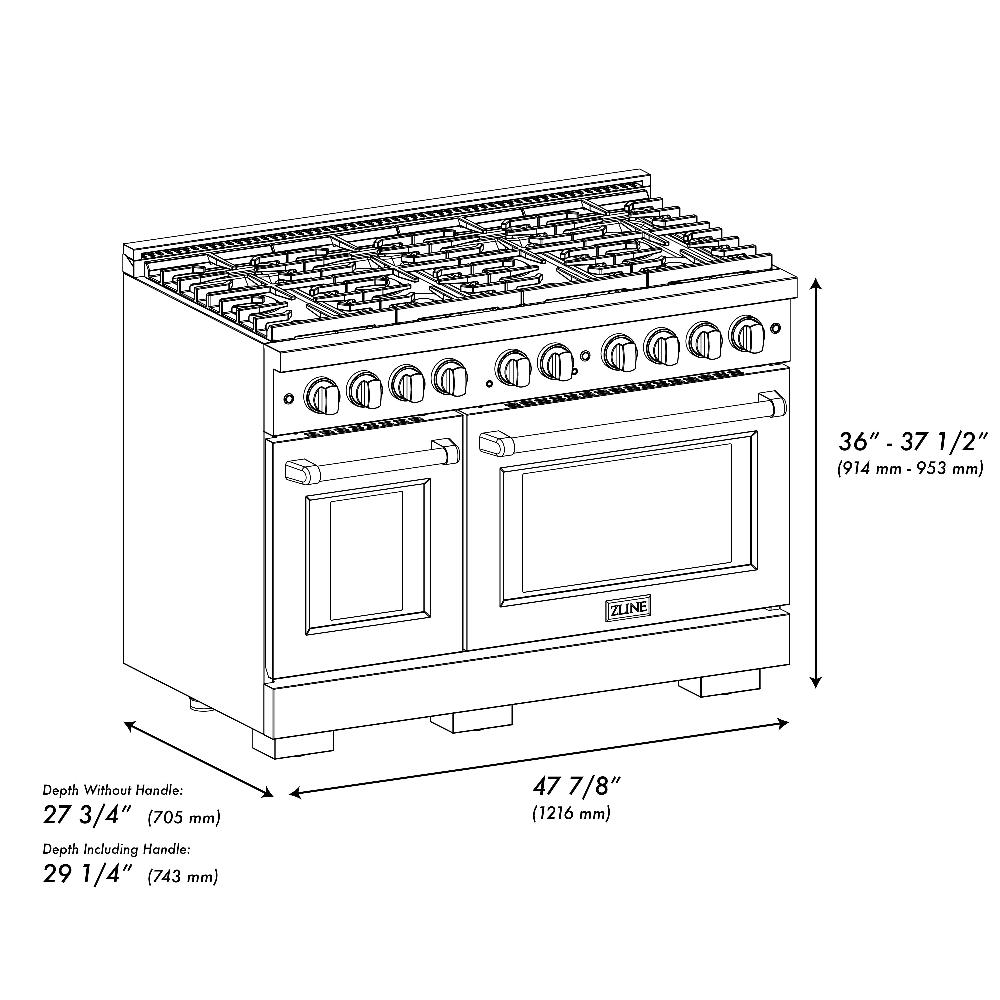 ZLINE Autograph Edition 48-inch 6.7 cu. ft. Stainless Steel Double Oven Gas Range with 8-Burner Cooktop, White Matte Doors & Matte Black Accents (SGRZ WM 48 MB) - Perfect for Large Kitchens, Professional Chefs & Entertaining Guests