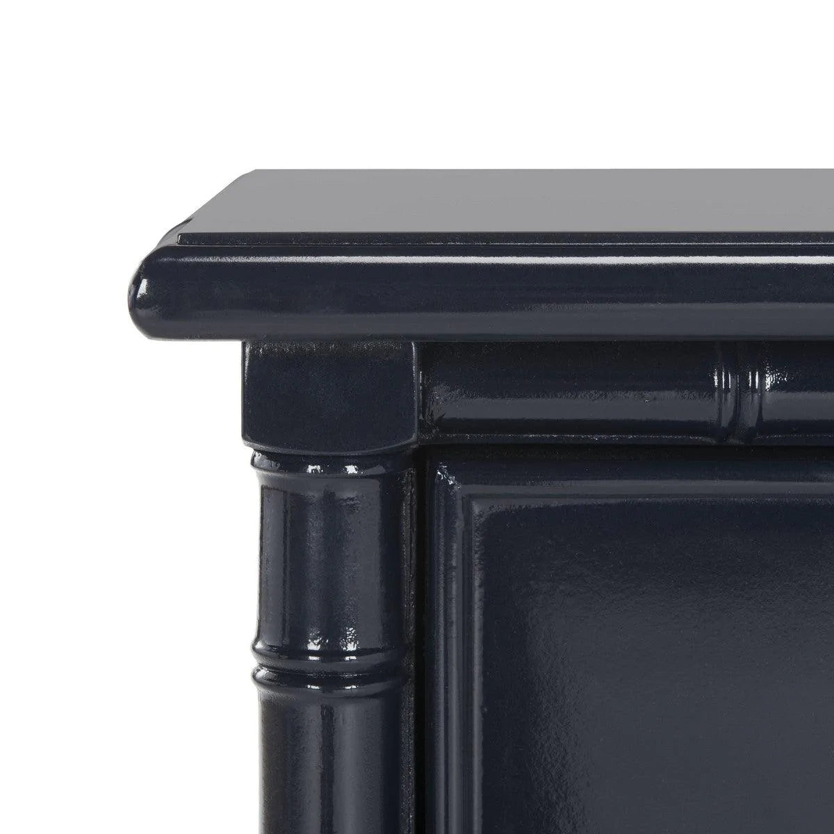 Coastal Three Drawer Bamboo Nightstand - Navy Blue Bedside Table for Bedroom | Rustic Beach House Decor & Bedside Storage Solution