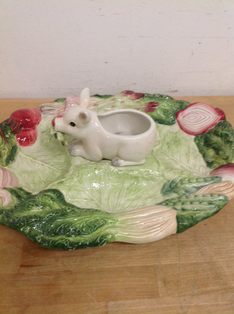 Fitz & Floyd 17-Inch Elegant Ceramic Vegetable Tray - Perfect for Party Platters, Charcuterie Boards & Holiday Serving Dishes