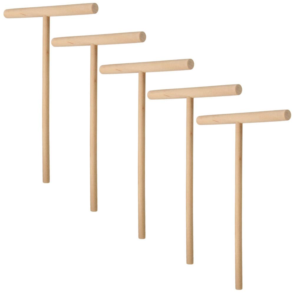 5-Piece Wooden Pancake Batter Spreader Set - T-Shaped Crepe Maker & Griddle Tool for Perfect Pancakes - Ideal for Home Kitchen, Breakfast, Brunch & DIY Cooking