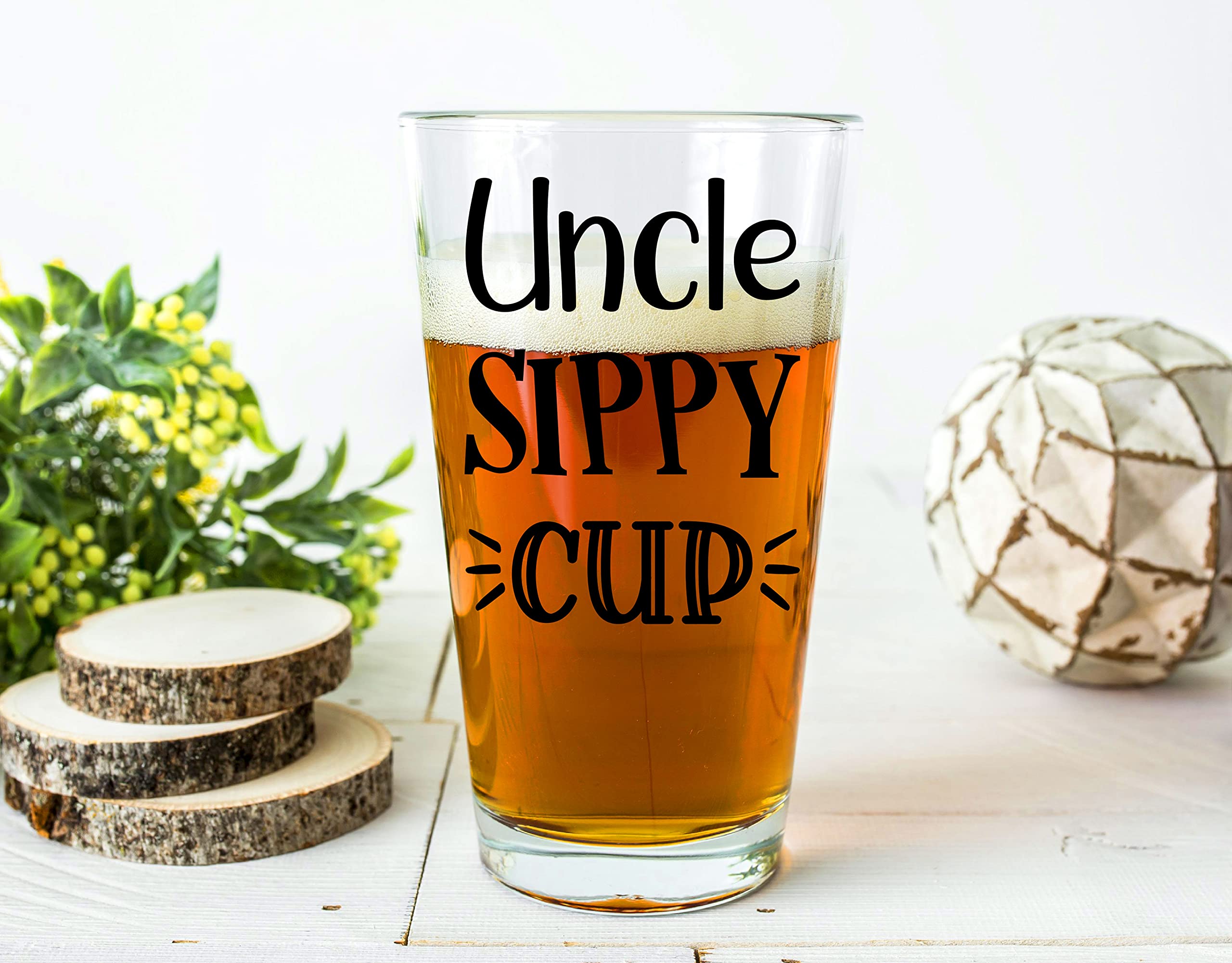 PREZZY Funny Father’s Day Beer Glass - Novelty Uncle’s Sippy Cup & Dad Gifts for Men - Unique Birthday, Christmas & Anniversary Present for Husband, Daddy & New Dads - Perfect for BBQs, Parties & Relaxing at Home