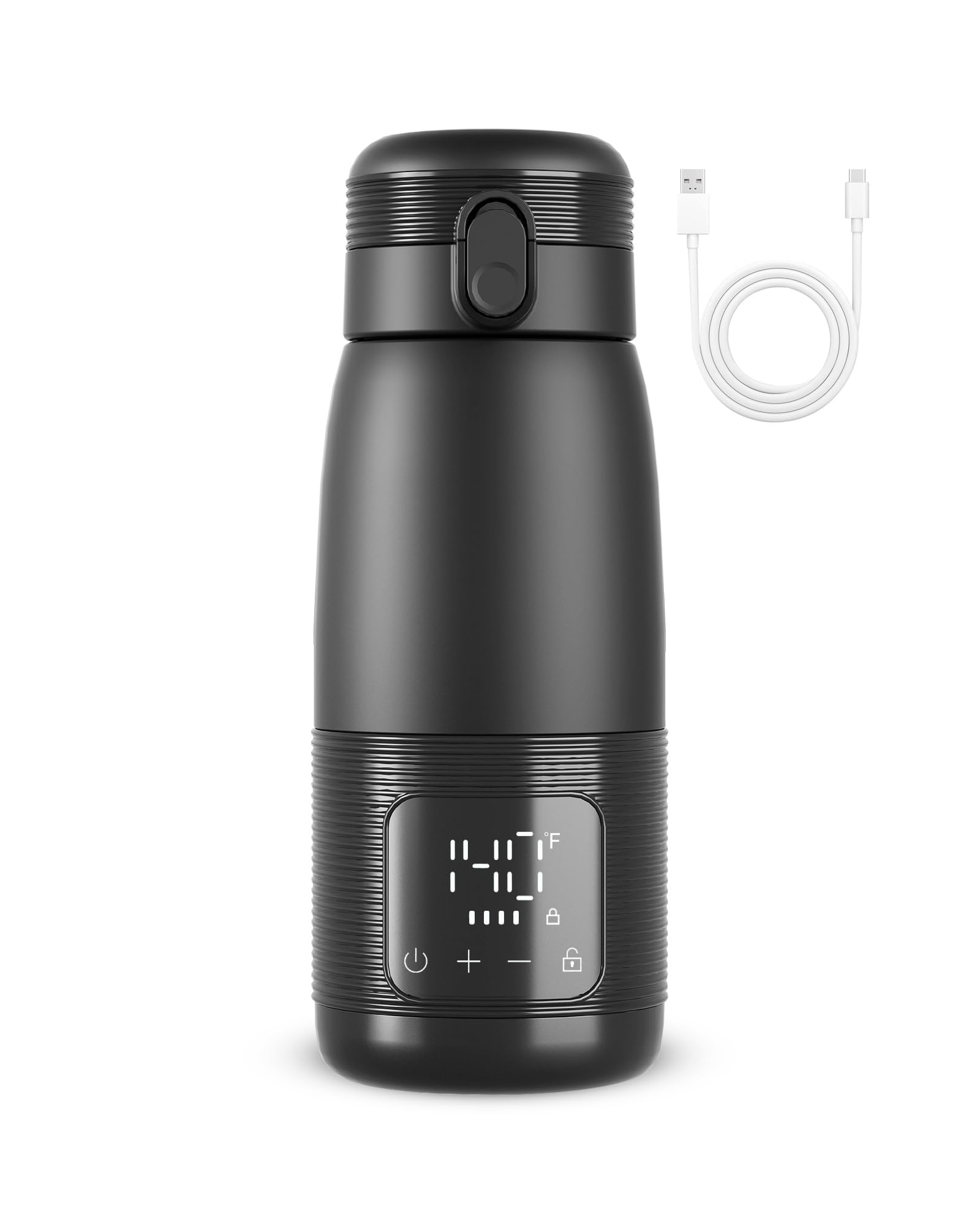 Smart Temperature Control Heated Coffee Mug - 12oz Rechargeable Travel Mug with 6-10 Hour Battery Life, LED Display & Leak-Proof Lid - Perfect for Travel, Road Trips, Camping, Hiking, Office & Car Use