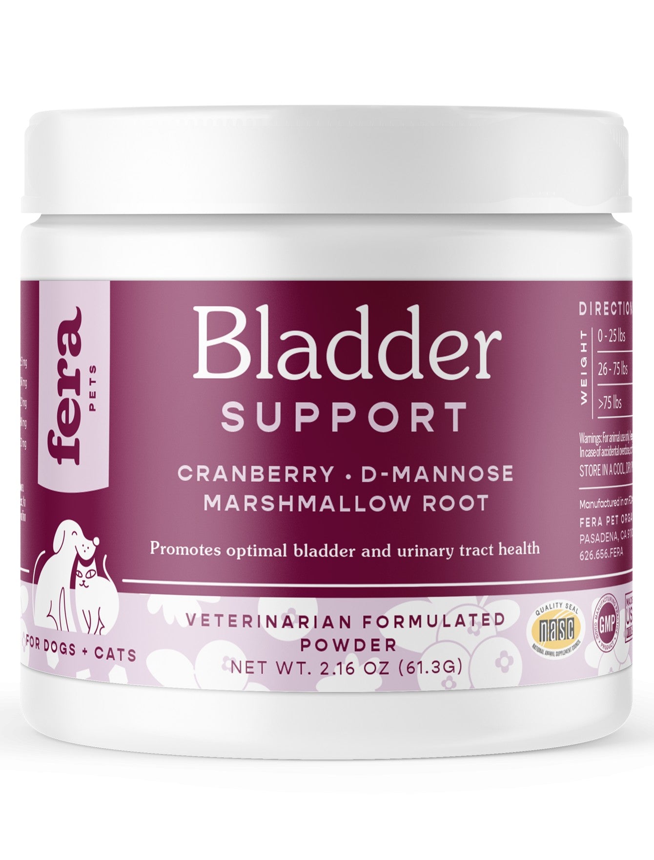 Fera Pet Organics Bladder Support Supplement for Dogs & Cats - Urinary Tract Health, Natural Ingredients for Pets - Perfect for Senior Dogs & Cats with Frequent Urination Issues