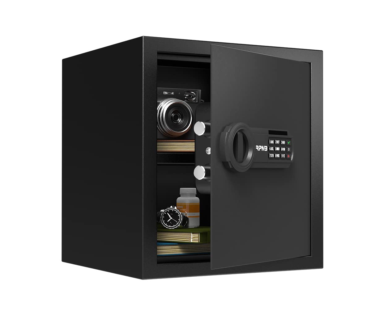 RPNB Deluxe Digital Keypad Safe Box - 1.2 Cubic Feet Steel Alloy Security Safe for Home, Office & Hotel | Secure Storage for Jewelry, Cash, Guns & Valuables | Compact Drop Safe with Electronic Lock for Business & Personal Use
