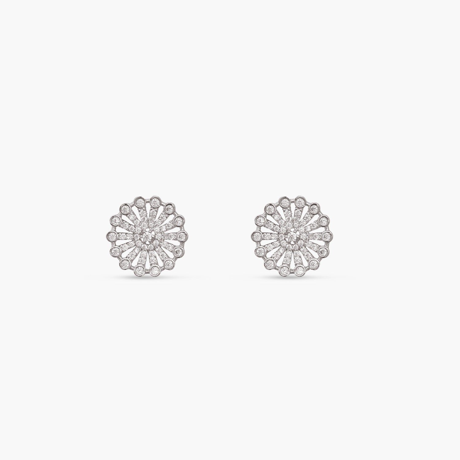 Simple Wheel CZ Stud Earrings for Women - Sparkling Cubic Zirconia Earrings for Everyday Wear & Special Occasions