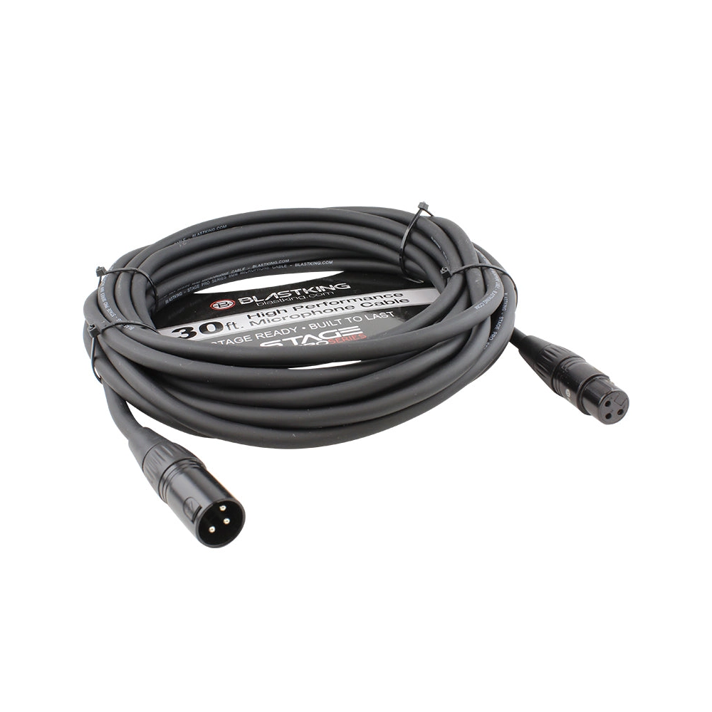 Blastking 30 Ft XLR Male to XLR Female Microphone Cable - High-Quality Balanced Audio Cord for Studio Recording, Live Performances & Podcasting - SP30XLR