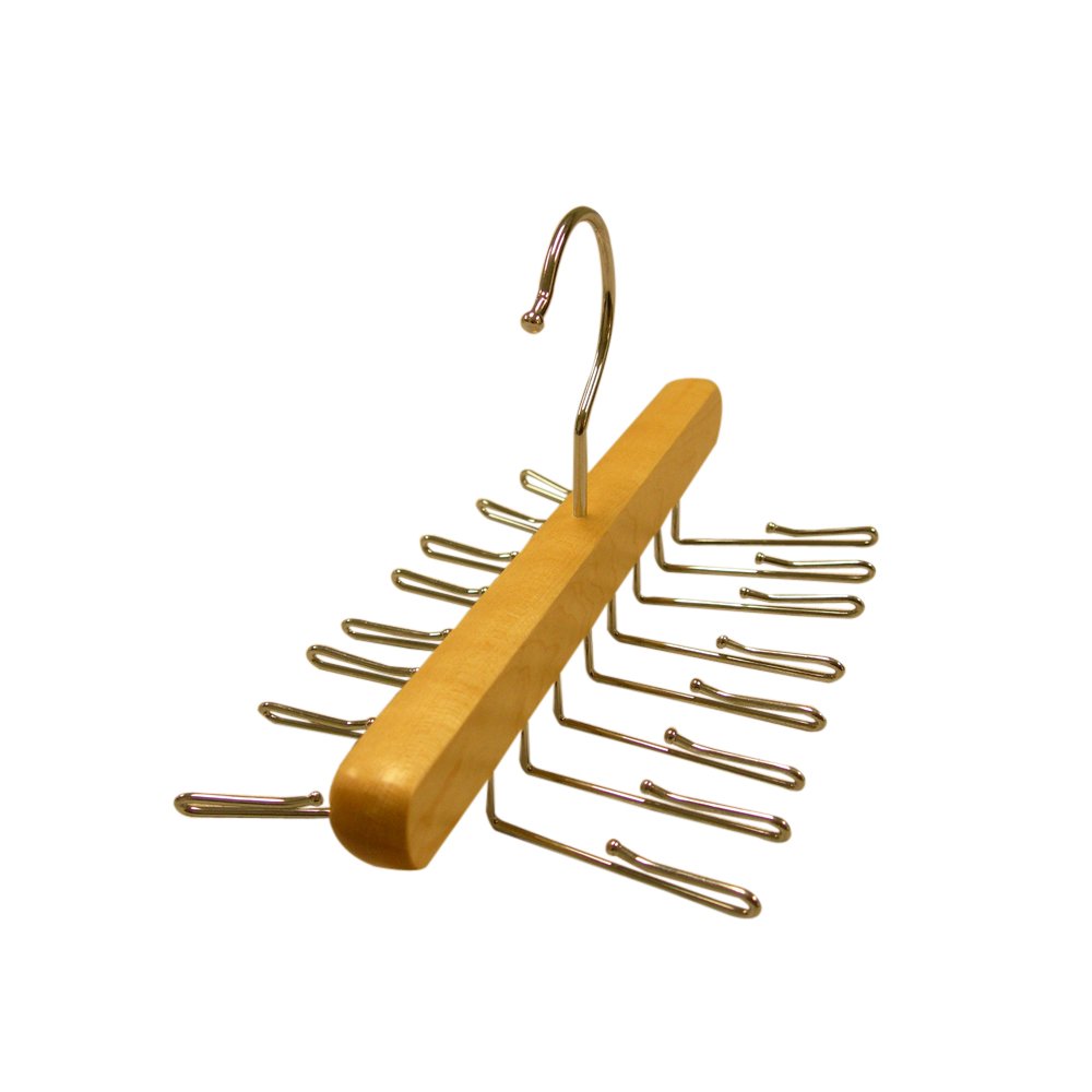 Proman Products HG16066 Natural Wooden Clothes Hanger with Hooks - Perfect for Closet Organization, Laundry Room, and Travel Use