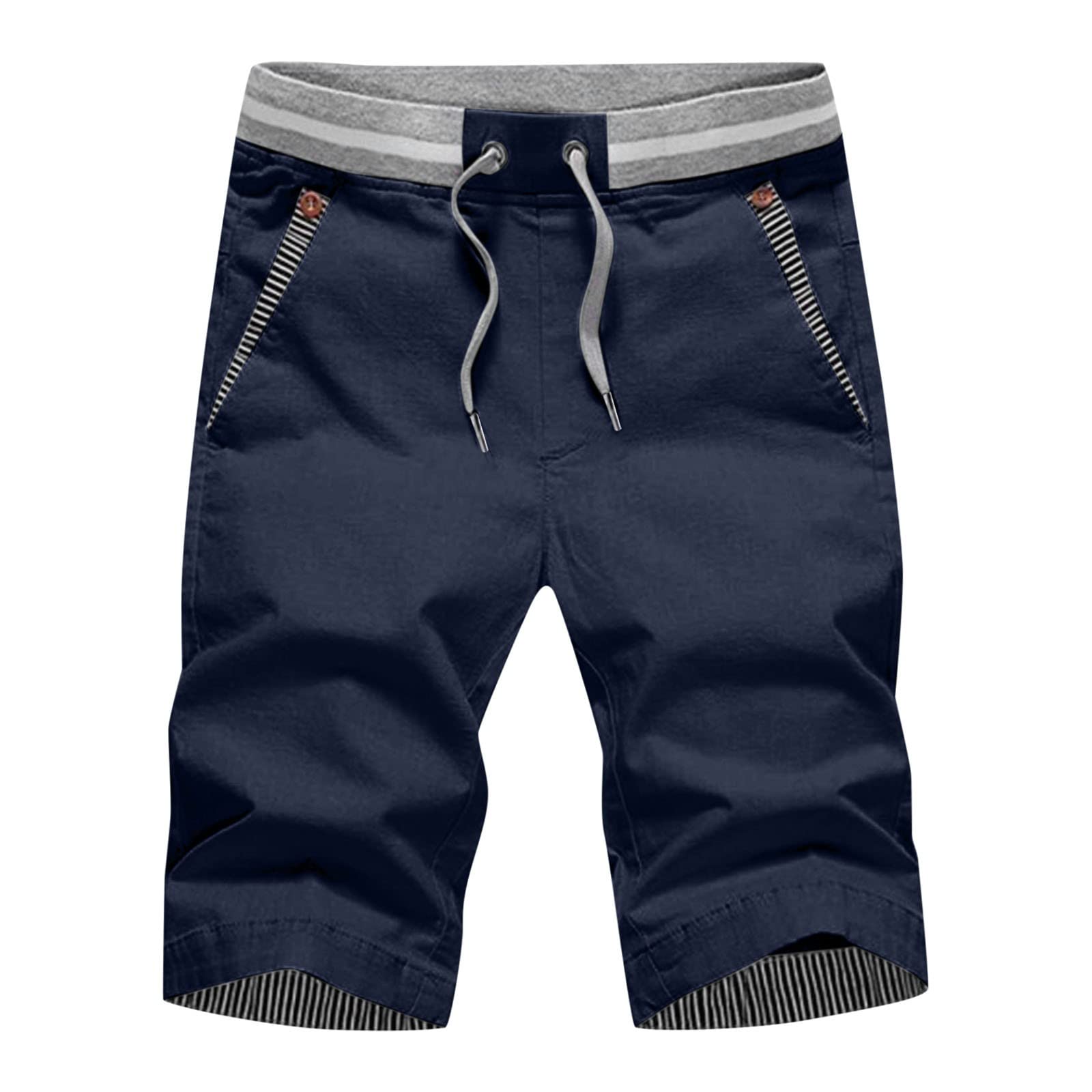 **Men's Workout Shorts with Drawstring - Loose Linen Exercise Shorts with Pockets & Embroidered Design - Perfect for Gym, Running, Yoga & Casual Wear**