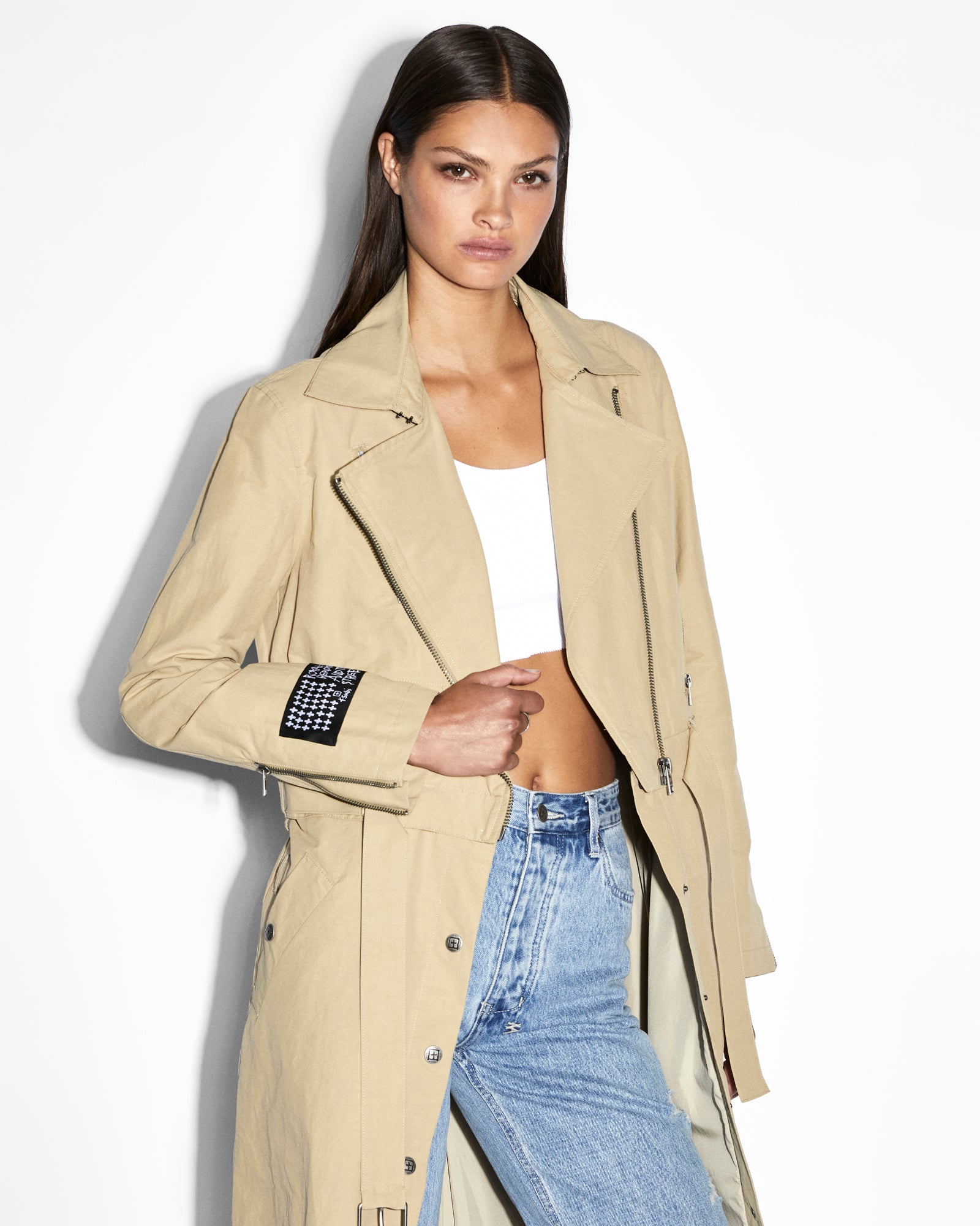 Incognito Biker Trench Coat in Khaki - Stylish Motorcycle Jacket for Urban Riding & Outdoor Adventures