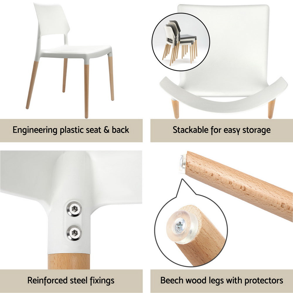 Artiss 5-Piece White Wood Dining Table Set with 4 Chairs - Perfect for Small Spaces, Breakfast Nooks & Cozy Family Meals