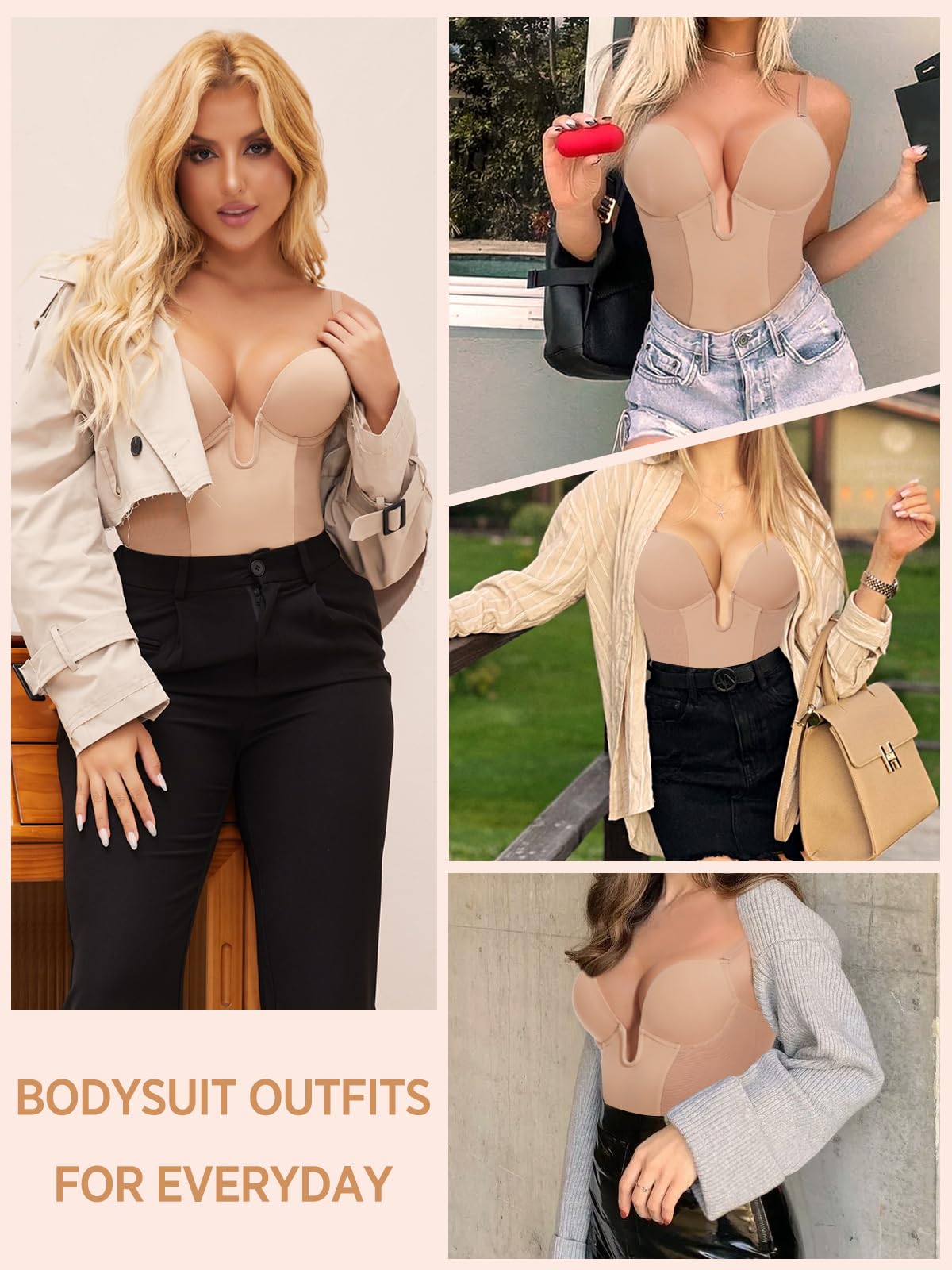JOYSHAPER Women's Shapewear Bodysuit - Built-in Bra Tummy Control Seamless Body Shaper with U Plunge Backless Design & Thong | Slimming Undergarment for Wedding, Evening Dress & Everyday Wear