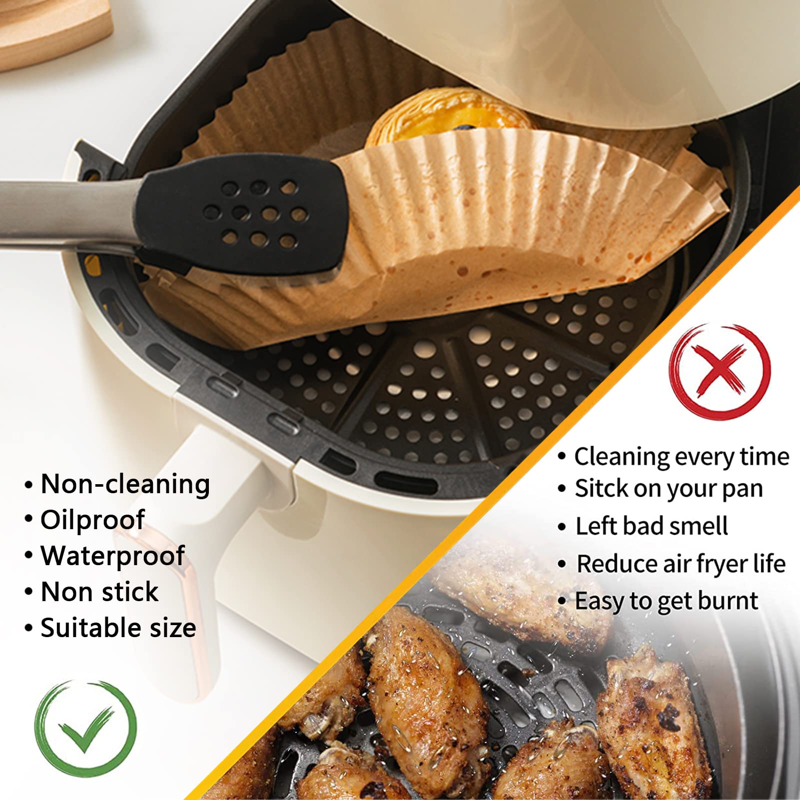 7.9 Inch Square Air Fryer Disposable Paper Liners - 100 PCS Non-Stick Parchment Sheets, Oil Resistant & Food Safe Baking Paper for Roasting, Microwaving - Perfect for Air Fryers, Toaster Ovens & Microwave Cooking