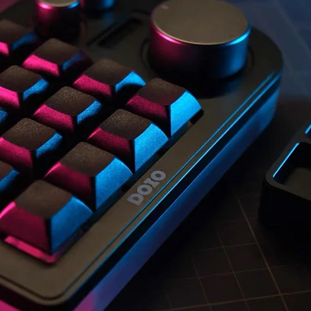 DOIO KB16 01 Programmable 16-Key Mechanical Macro Keyboard with 3 Knobs - Custom Shortcuts for Gaming, Coding & Video Editing (Mac/Windows Compatible) - Perfect for Streamers, Programmers & Content Creators