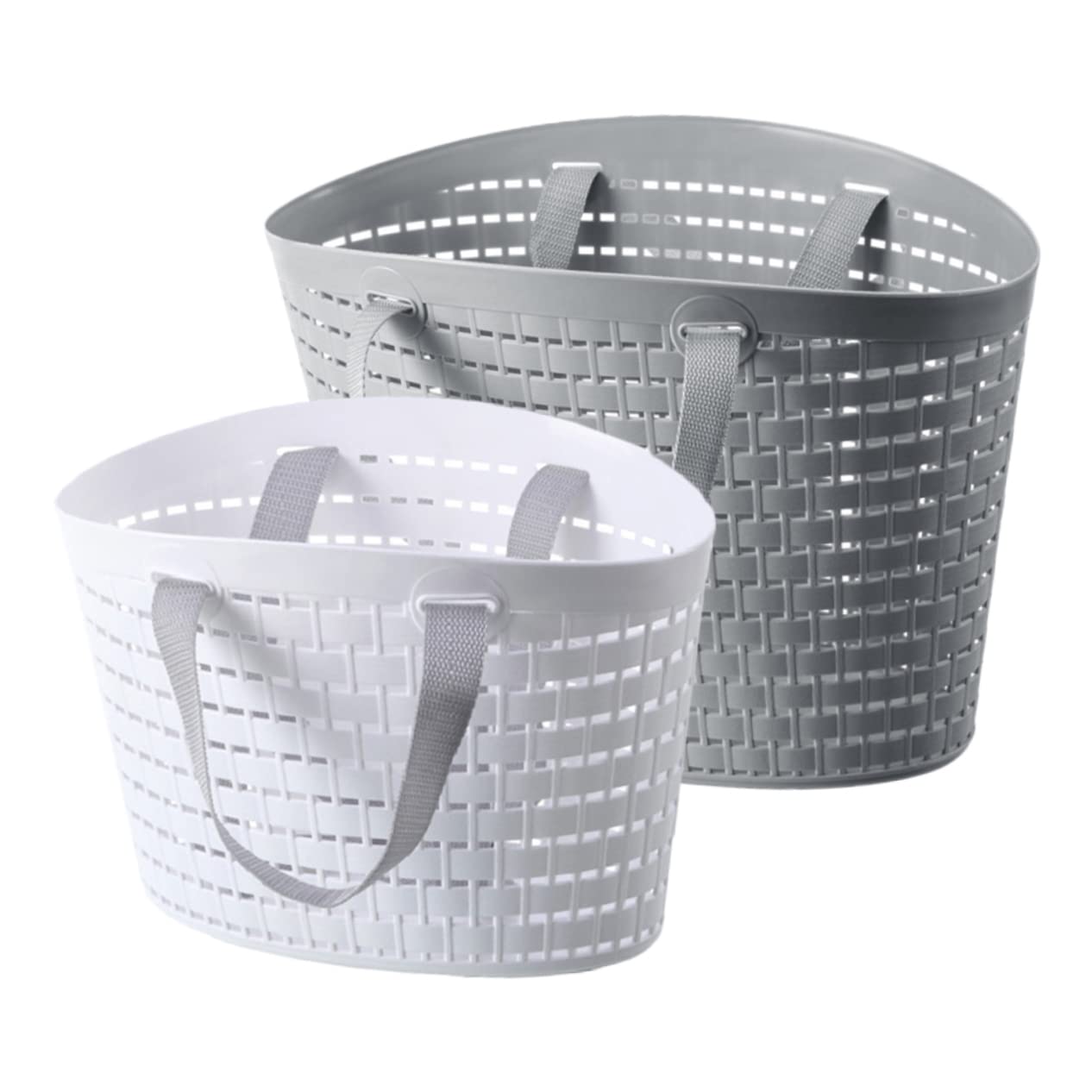 2-Pack Plastic Laundry Baskets & Storage Organizers - Multi-Purpose Foldable Hanging Baskets for Clothes, Eggs, Picnic, Bathroom & Home Organization (Hollow Design) - Perfect for Laundry Room, Kitchen, Dorm & Closet Storage