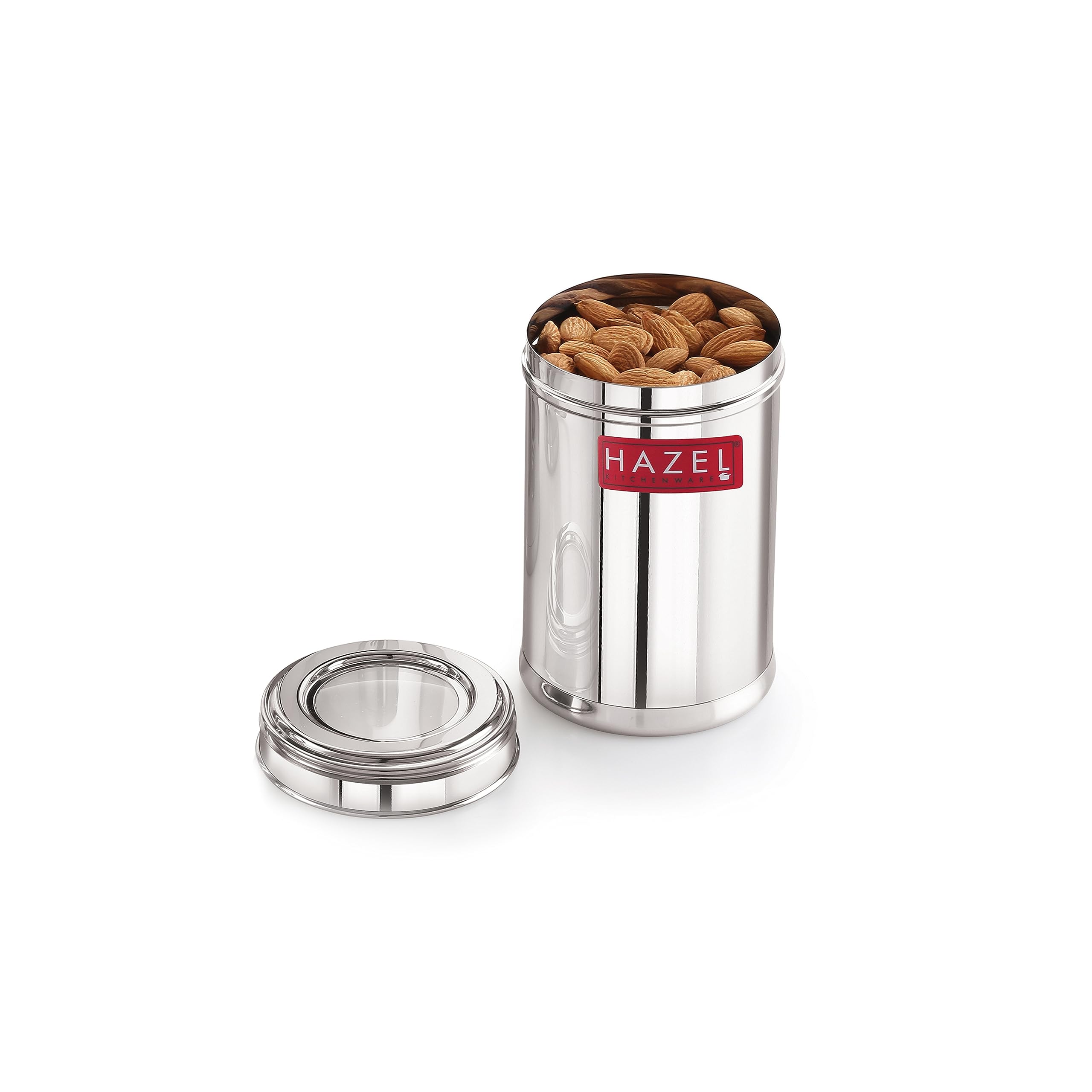 HAZEL Stainless Steel Kitchen Container Set with Transparent Lid, Matt Finish, 700 ML, 6-Piece for Pantry, Spice, and Dry Food Storage