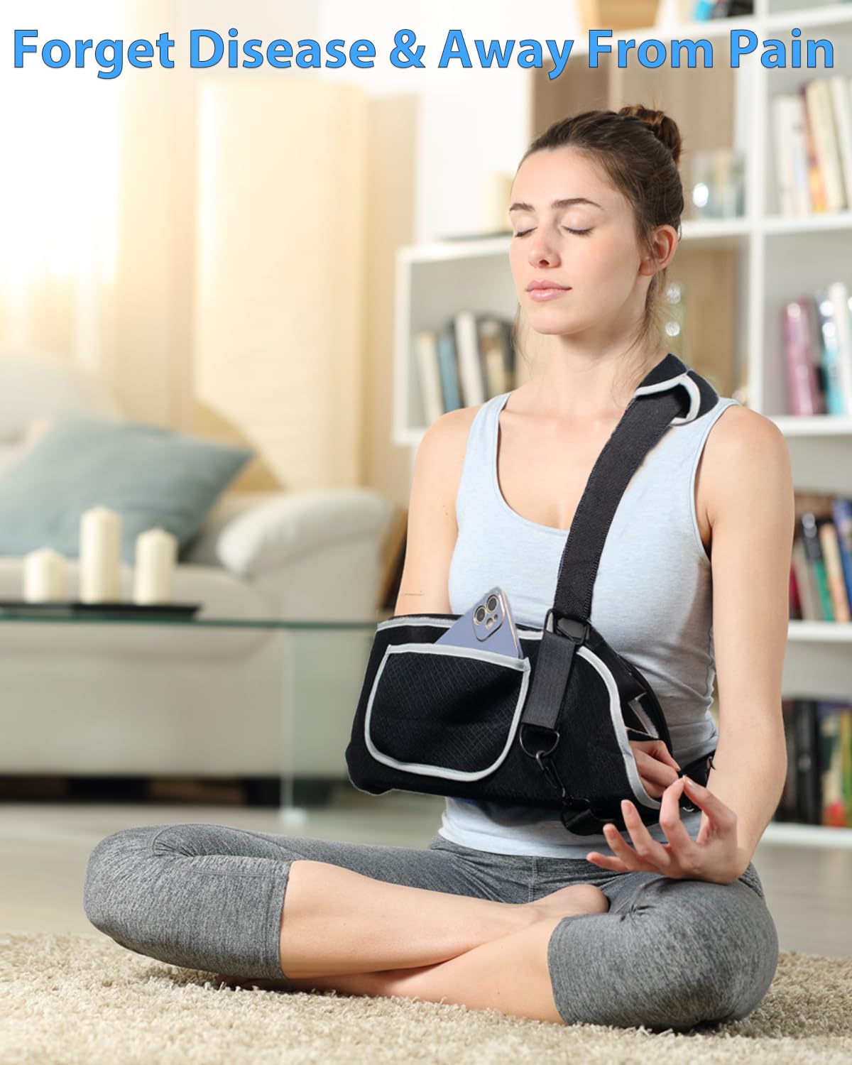 Medical Arm Sling Shoulder Immobilizer - Rotator Cuff Support Brace with Pocket for Shoulder & Arm Injuries (Left/Right, Men/Women) - Ideal for Dislocations, Fractures & Strains - Perfect for Post-Surgery Recovery & Sports Injury Rehabilitation (Medium Size)
