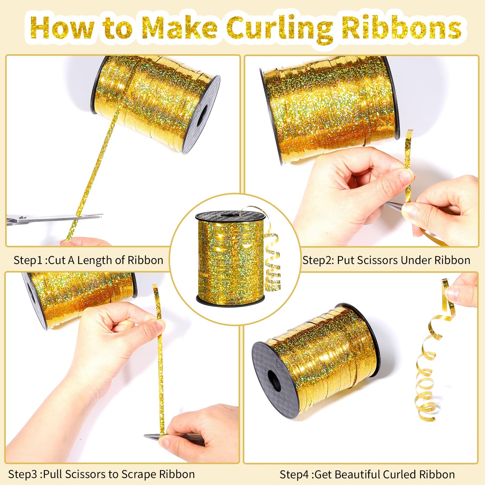 Gold Curling Ribbon 600 Yards 1/5 Inch - Metallic Balloon String Ribbon for Gift Wrapping, Art Crafts, Wedding & Birthday Party Decor - Perfect for Easter, Mother's Day & Holiday Celebrations