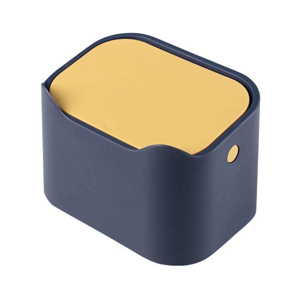 Small Plastic Desktop Trash Can - Dark Blue Wastebasket for Office, Kitchen & Coffee Table | Compact Garbage Bin for Home & Workspace Organization | Perfect for Desks, Countertops & Small Spaces