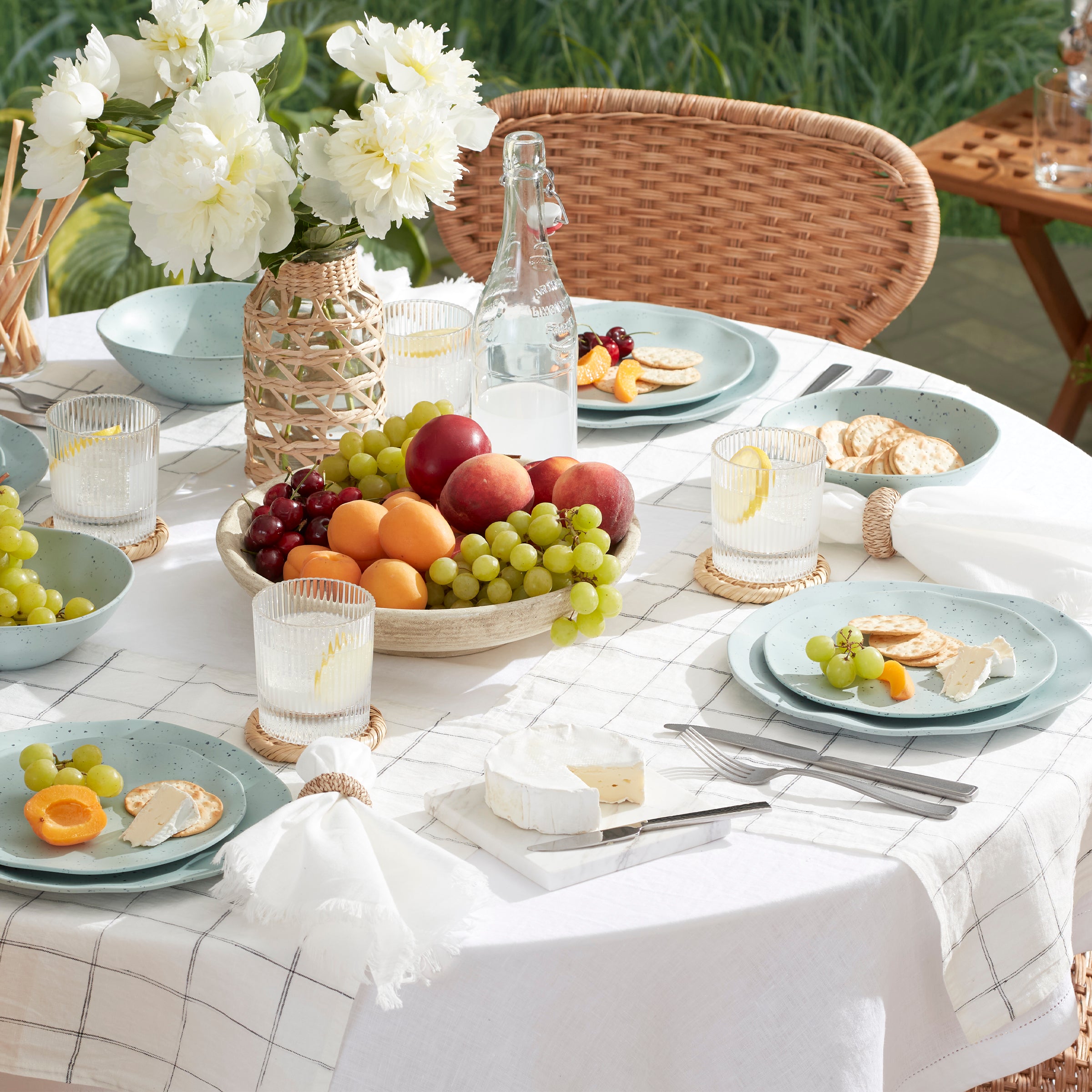Terrazzo Melamine Mint 12-Piece Dinnerware Set - Durable & Stylish Plates, Bowls & Cups - Perfect for Outdoor Dining, Picnics & Everyday Use