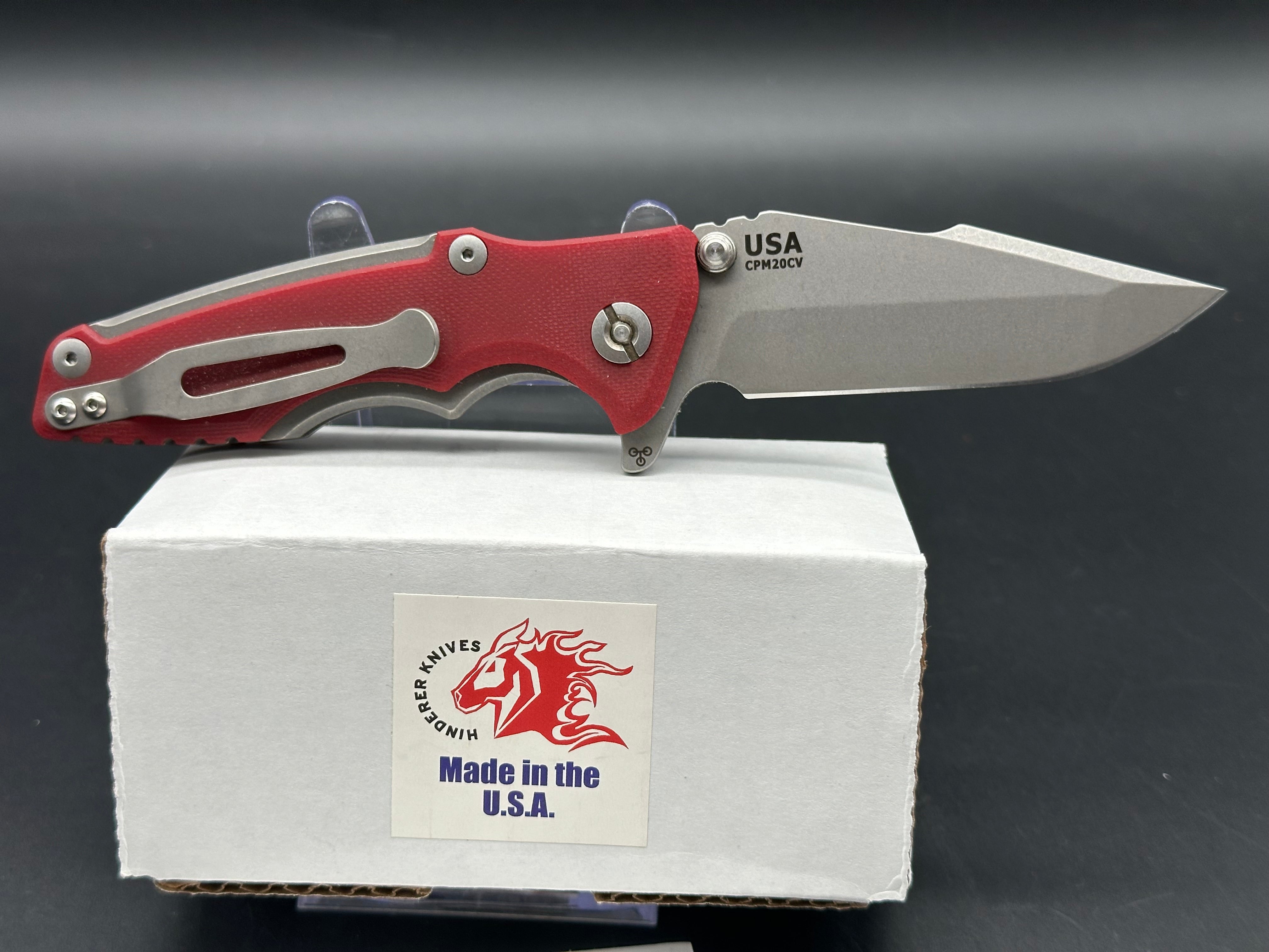 Hinderer Eklipse 3.0 Harpoon Spanto Folding Knife - Red G10 Handle - EDC Pocket Knife for Outdoor, Camping & Everyday Carry
