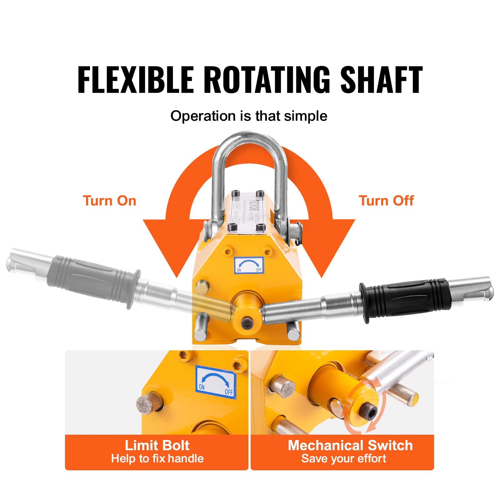VEVOR 660lbs/300kg Heavy Duty Permanent Magnetic Lifter with Quick Release - Neodymium & Steel Construction for Hoists, Shop Cranes, Steel Blocks & Boards - Ideal for Construction, Manufacturing & Warehouse Lifting Operations