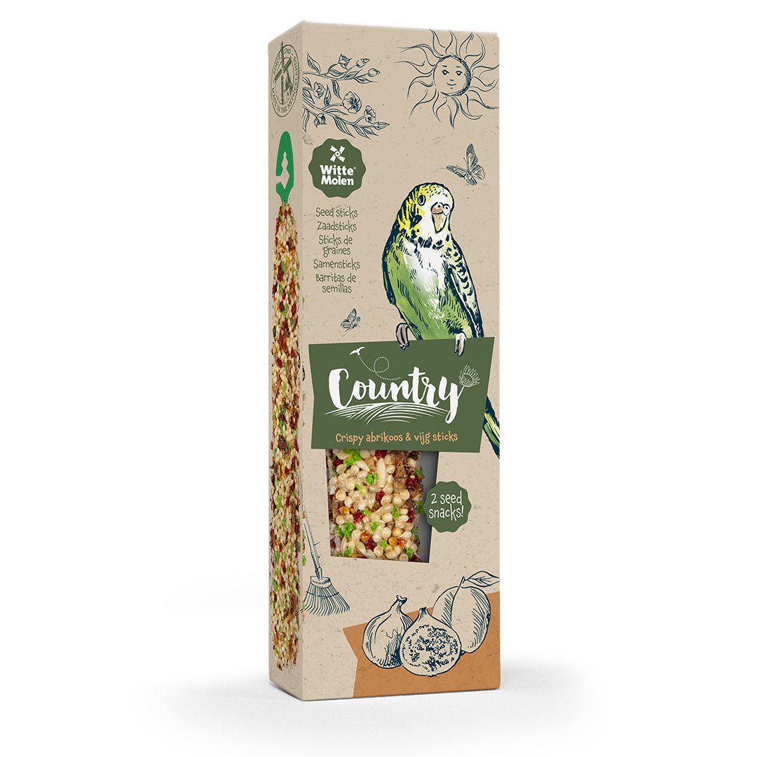 Organic Budgie Seed Sticks with Apricot & Fig - Healthy Bird Treat for Parakeets, Cockatiels & Small Birds - Perfect for Training, Foraging & Enrichment Activities