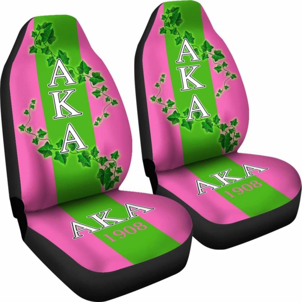 Premium African Print Car Seat Covers - Alpha Kappa Alpha Ivy Leaf Design (105905) - Stylish Protection for Cars, SUVs & Trucks - Perfect for Sorority Events, Road Trips & Daily Commutes