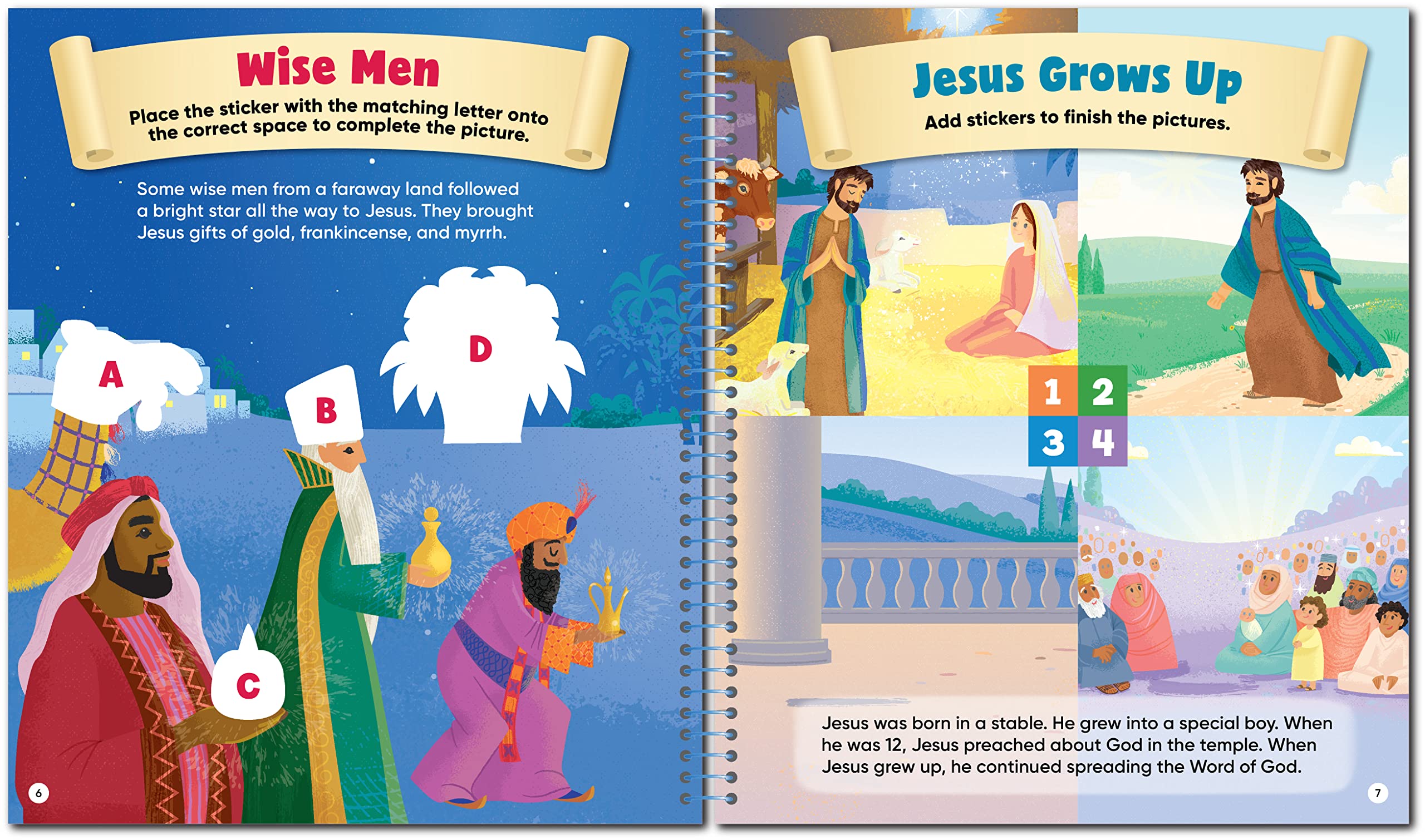 Brain Games - Sticker Activity Book: Stories of Jesus for Kids Ages 3-6 | Bible Learning Fun for Preschoolers & Kindergarten | Perfect for Sunday School & Homeschool Activities