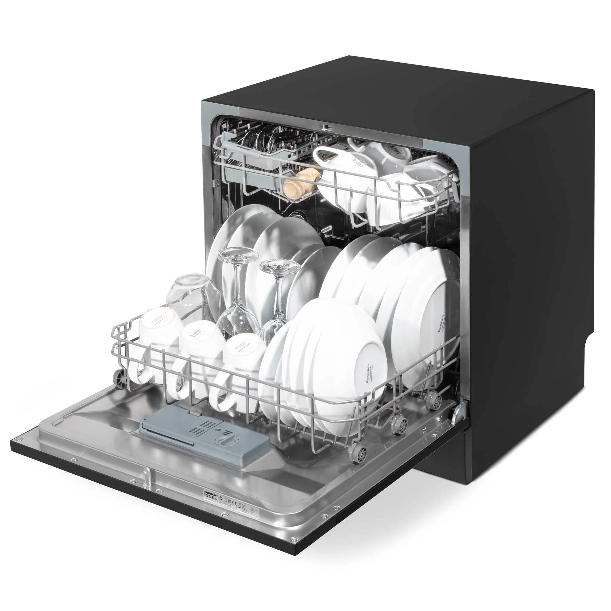 Baridi Compact Tabletop Dishwasher - 8 Place Settings, 6 Wash Programs, Ultra Quiet (42dB), 8L Capacity in Sleek Black (Model DH88) - Perfect for Apartments, RVs & Small Kitchens