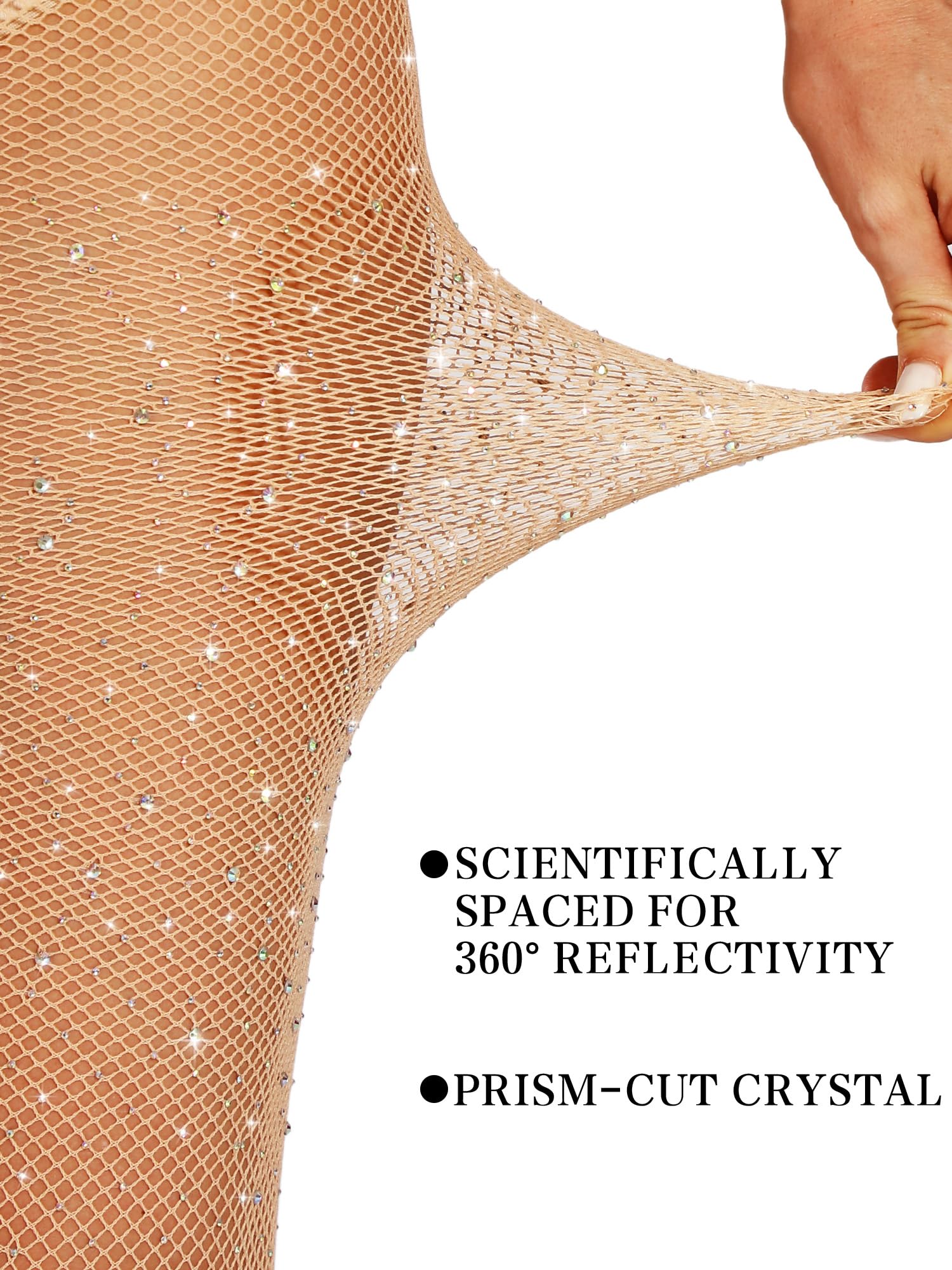 Sparkly Rhinestone Fishnet Stockings for Women - Ultra Strong No Snag Tights, Sexy Rave & Party Outfit - Perfect for Concerts, Halloween Costumes, and Nightclub Wear