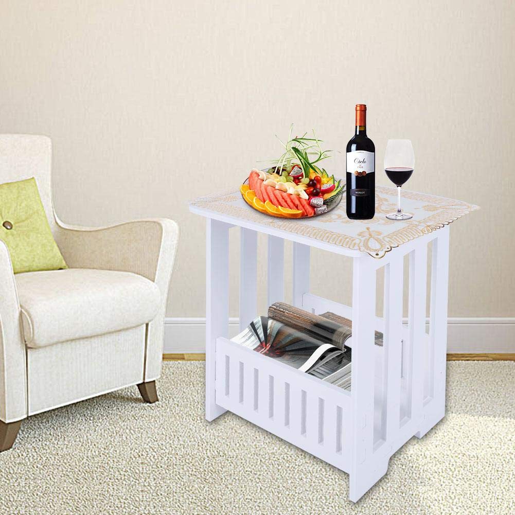 Modern Waterproof Wood & Plastic Coffee Table - Stylish End Table/Side Table for Office, Hotel & Home (34x26x40cm) - Perfect for Living Room, Lounge & Reception Areas