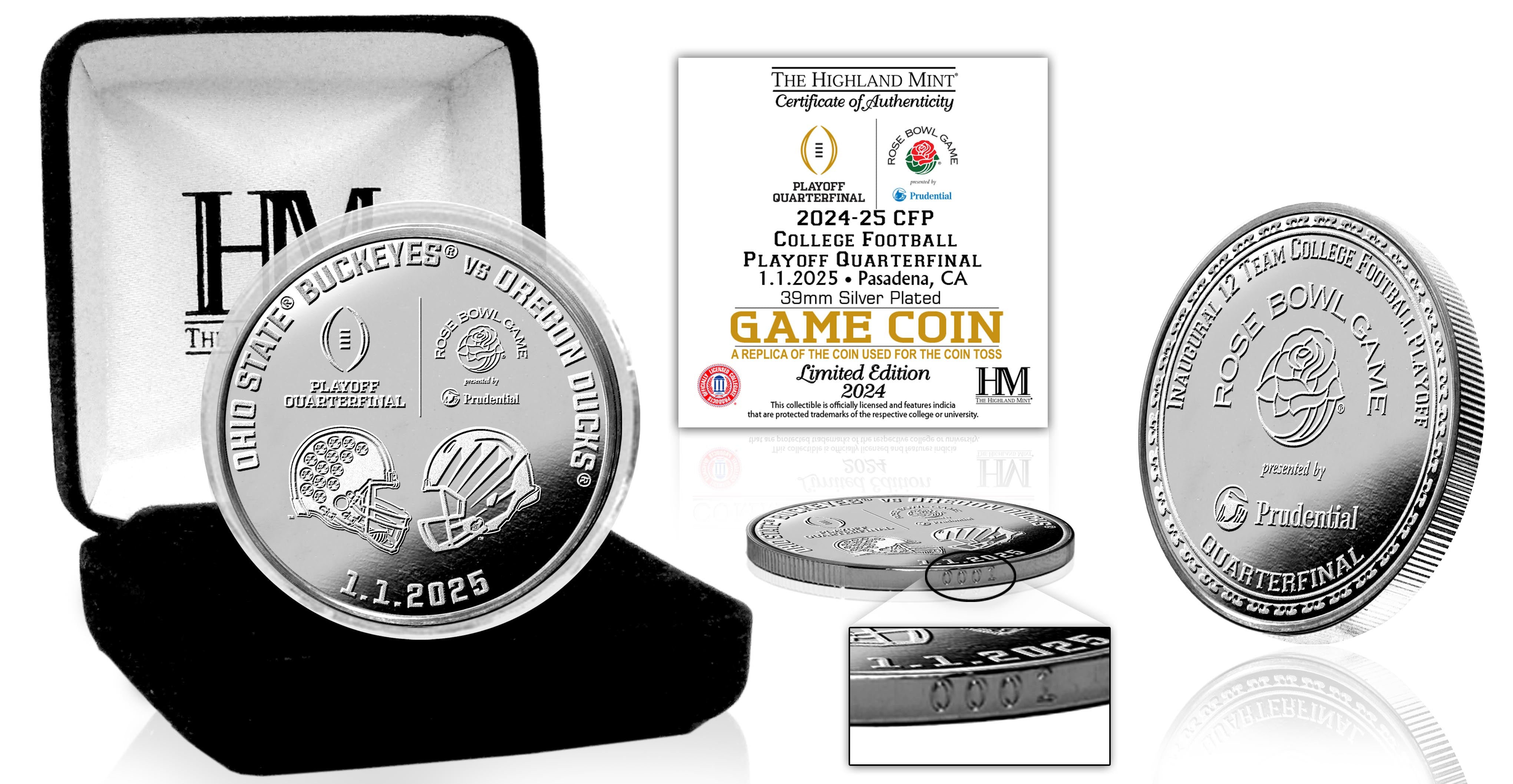 2024-2025 Rose Bowl CFP Quarterfinal Commemorative Silver Coin - Collector's Edition for Football Fans, Sports Memorabilia & Gift Giving