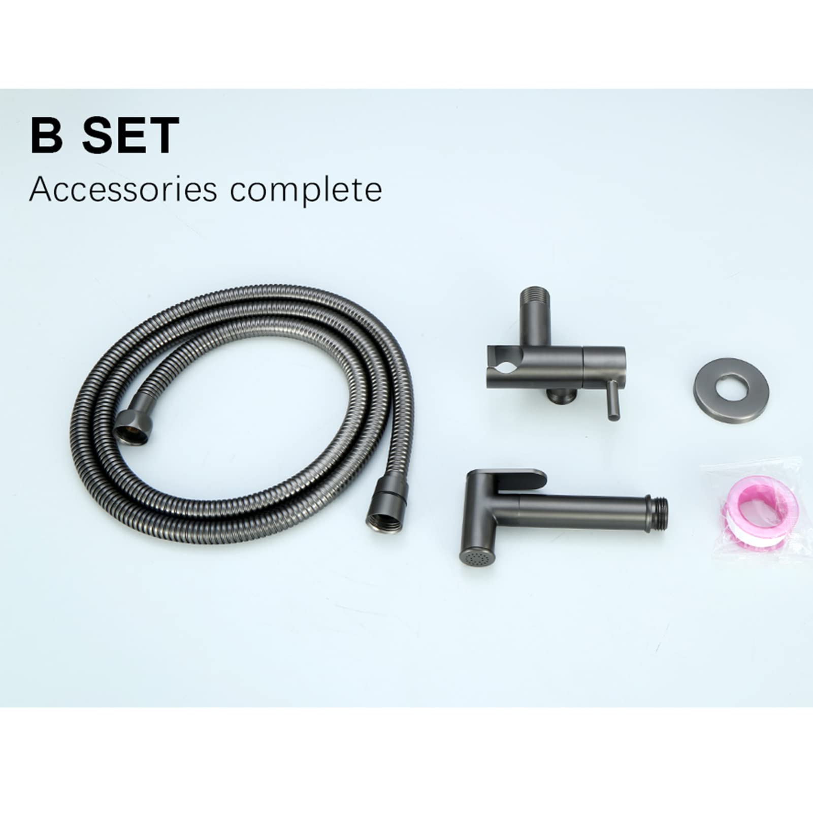 YHJZSM Brushed Nickel Handheld Bidet Sprayer for Toilet - Solid Brass Single Handle Valve with Galvanized Shower Kit - Perfect for Bathroom Renovation & Hygienic Cleaning