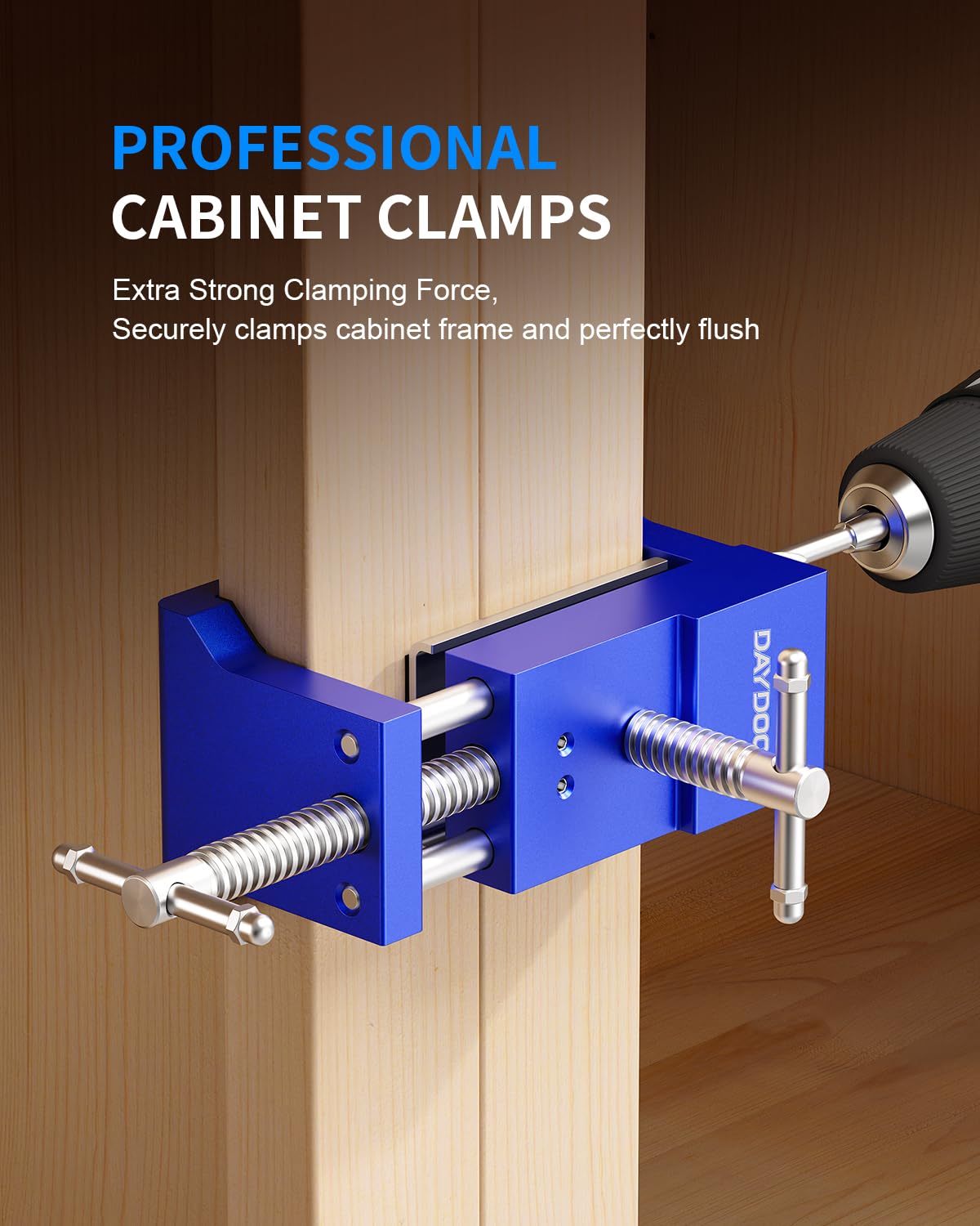 DAYDOOR 2-Pack Blue Cabinet Clamps - Professional Face Frame Installation & Woodworking Alignment Tools | Perfect for DIY Cabinets, Furniture Making & Home Renovation Projects