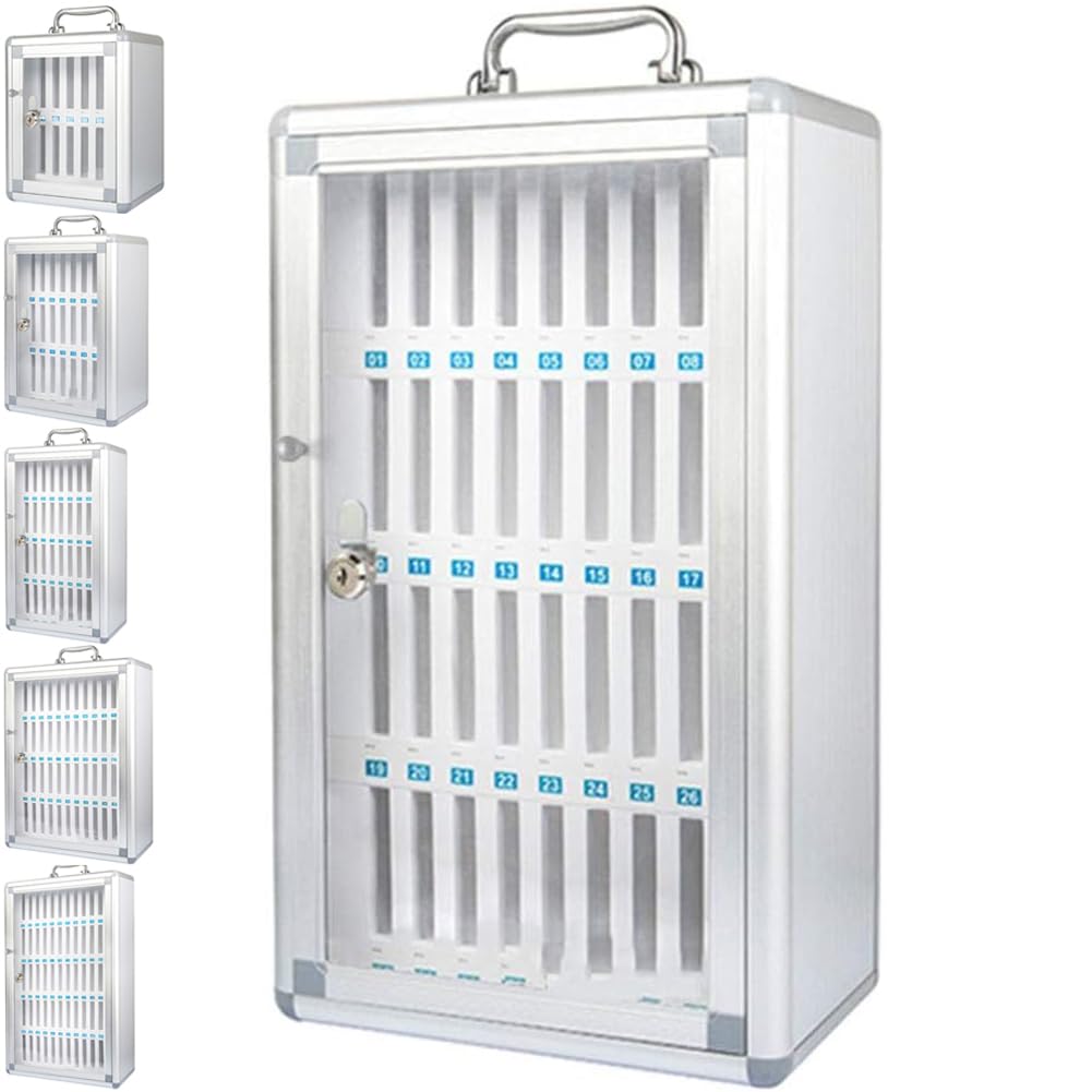 36-Slot Metal Phone Locker with Numbered Keys - Secure Storage Cabinet for Cell Phones in Classrooms, Exams & Workplaces (Silver) | Ideal for Schools, Offices and Factories to Prevent Phone Theft